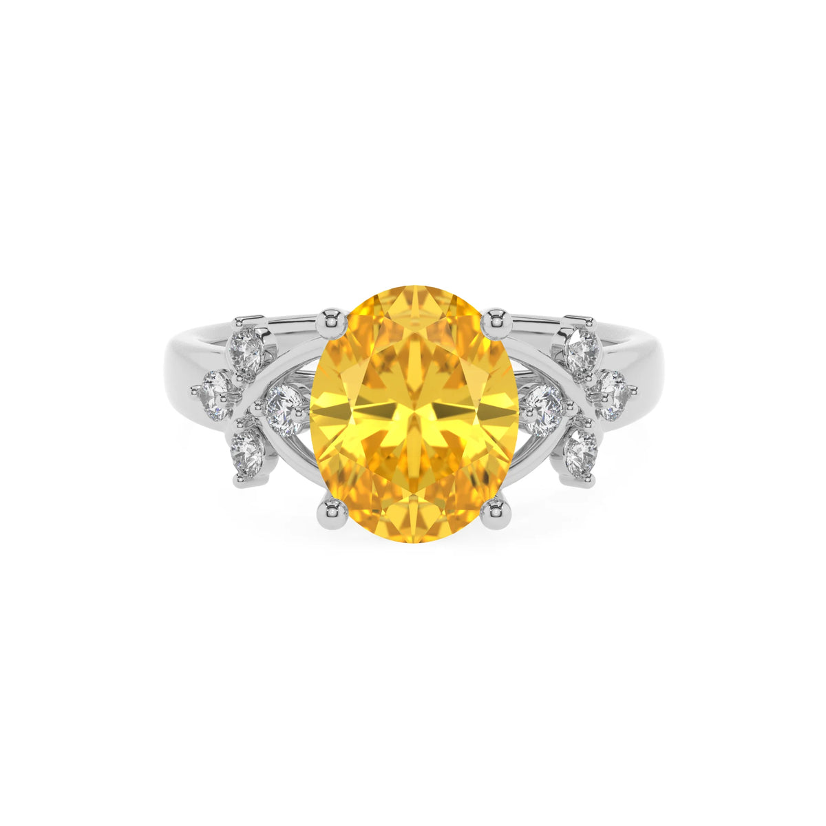 lab grown yellow-sapphire oval solitaire rings in white gold 