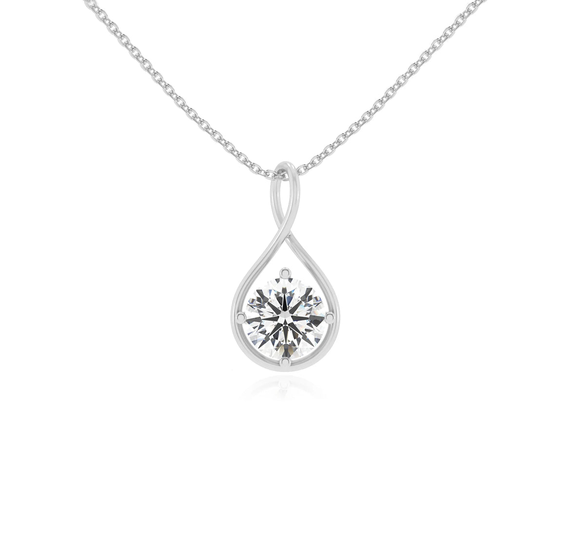lab grown moissanite round solitaire necklaces in sterling silver 