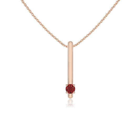 lab grown ruby round bar necklaces in rose gold 