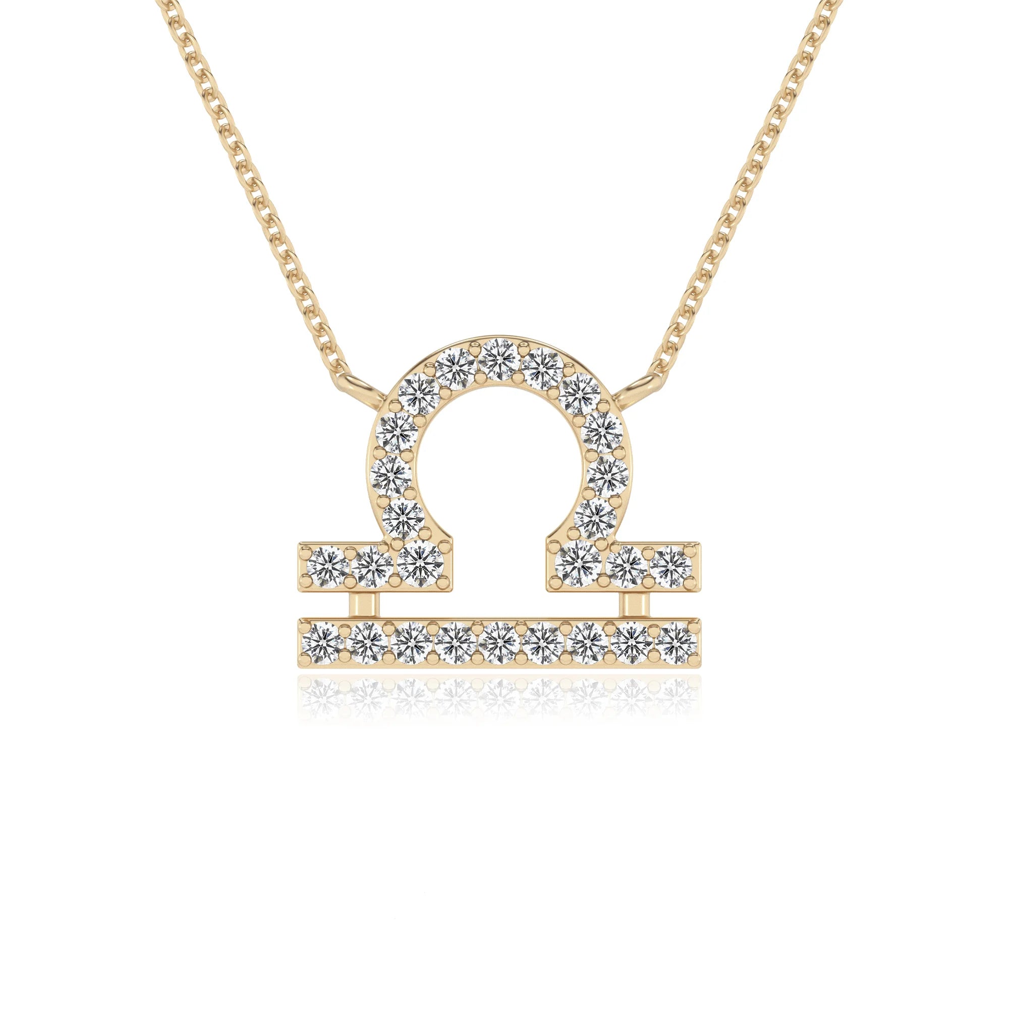 lab grown moissanite round necklaces in yellow gold 