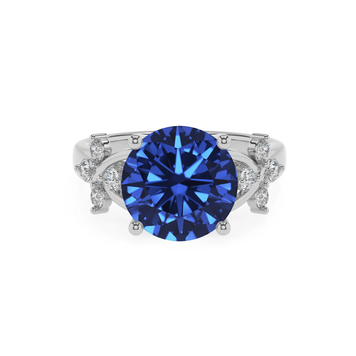 lab grown blue-sapphire round solitaire rings in white gold 