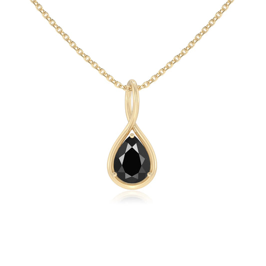natural black-onyx pear solitaire necklaces in yellow gold 