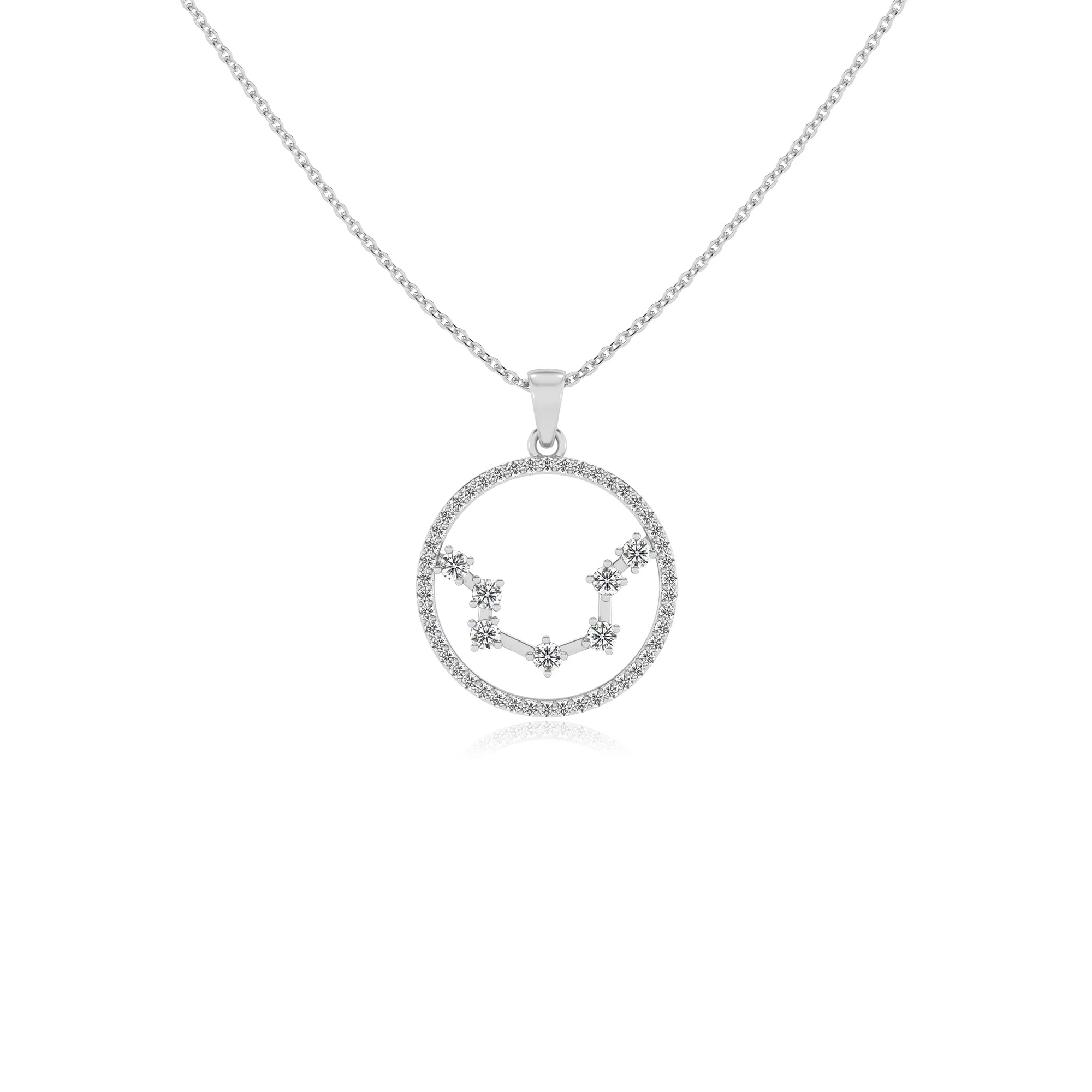 lab grown moissanite round necklaces in white gold 