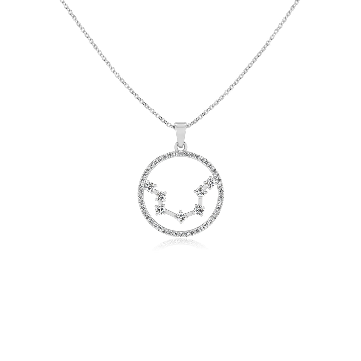 lab grown moissanite round necklaces in white gold 