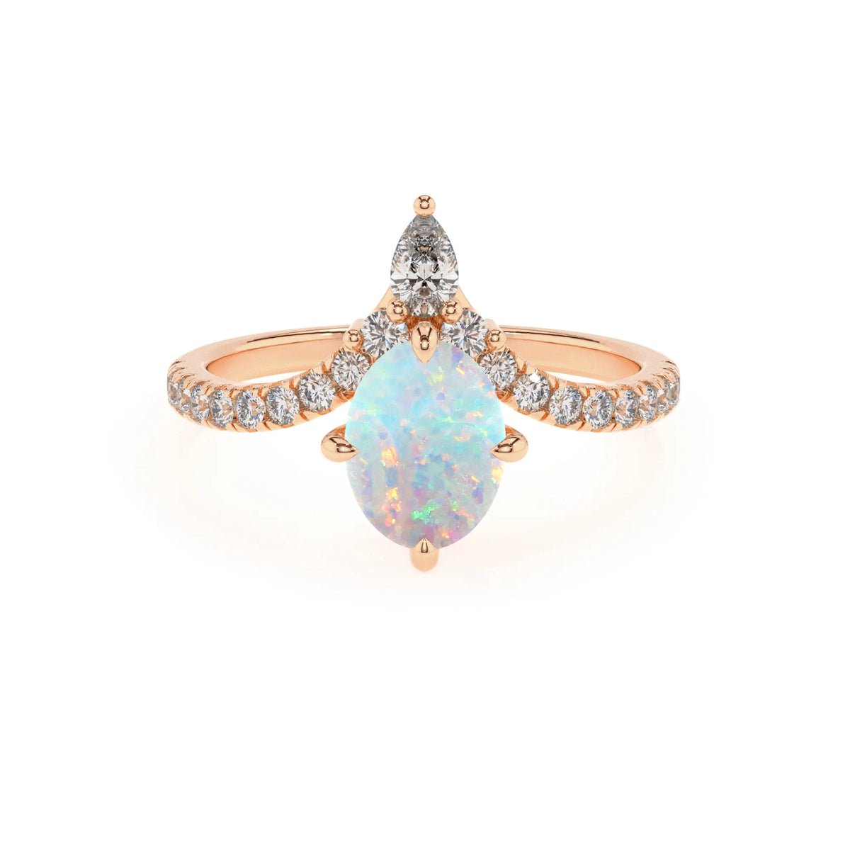 lab grown opal oval solitaire rings in rose gold 