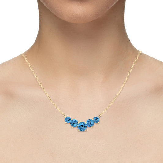 natural swiss-blue-topaz round bar necklaces in yellow gold 