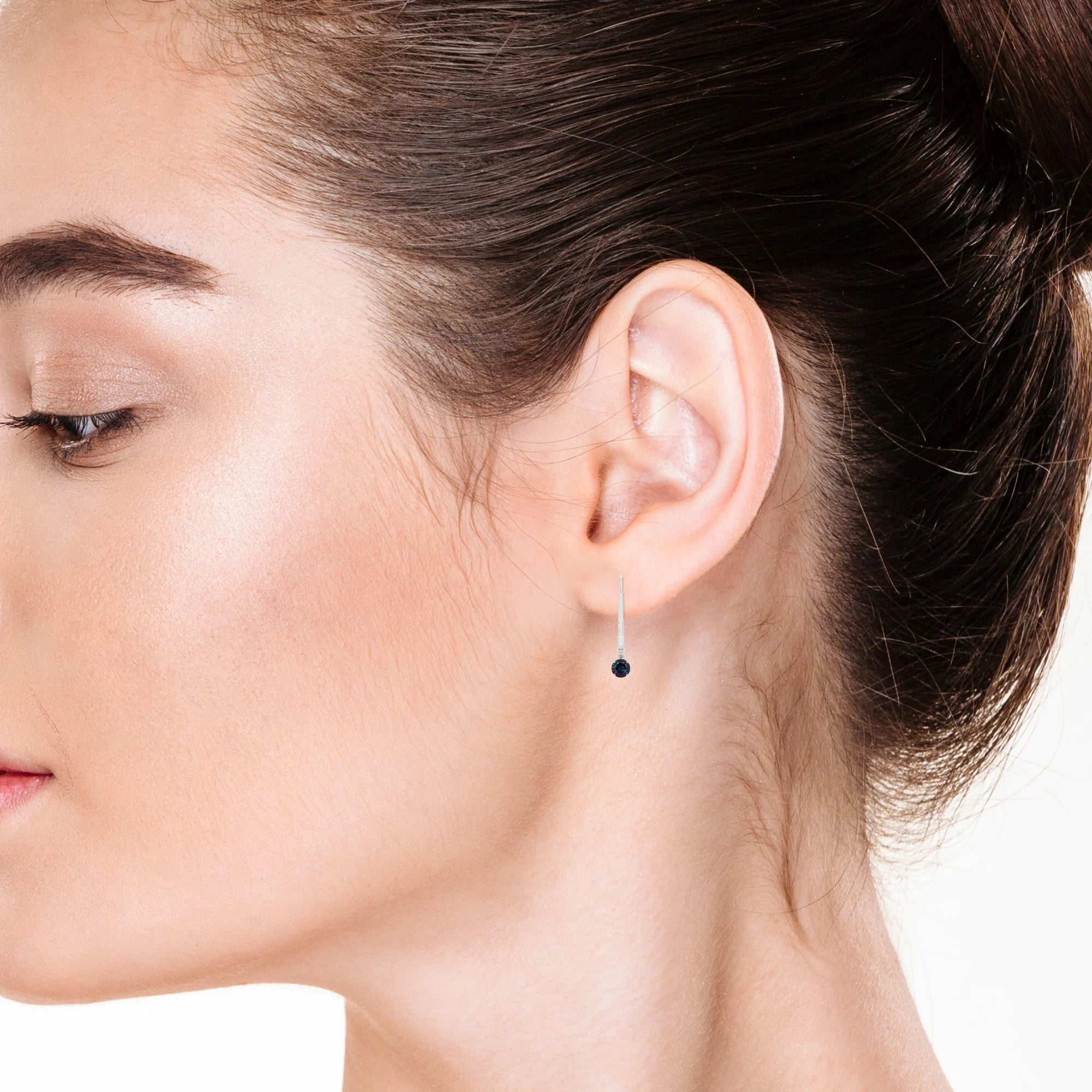 lab grown alexandrite round drop earrings in sterling silver 