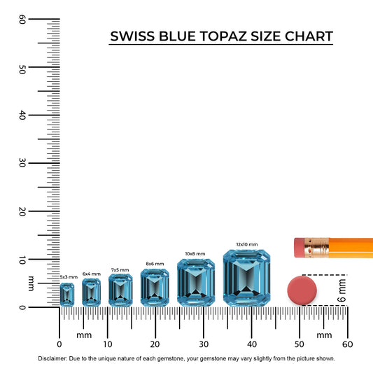 natural swiss blue topaz emerald cut solitaire necklaces in rose gold 