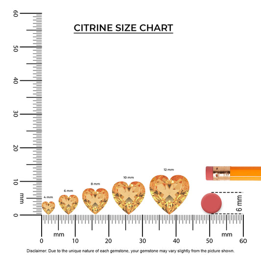 lab grown citrine heart solitaire necklaces in white gold 