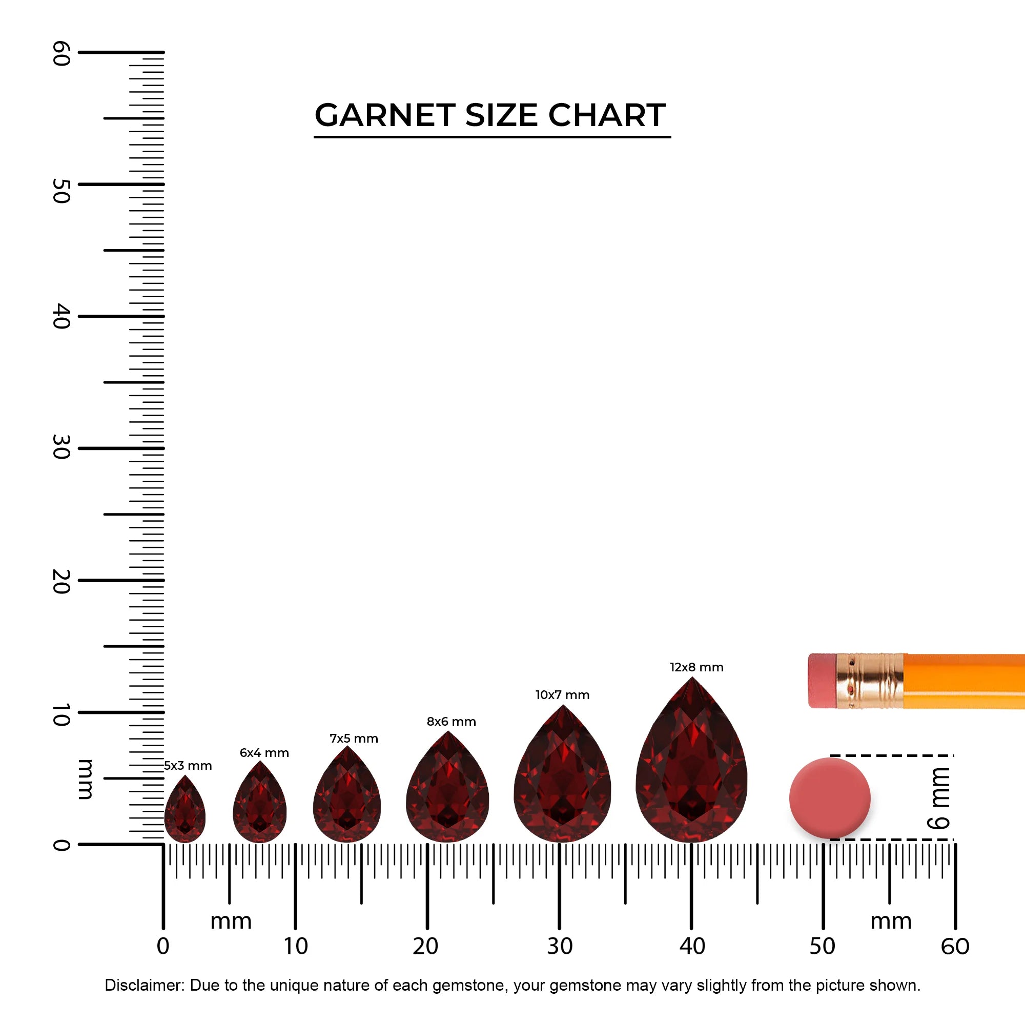 natural garnet pear drop earrings in white gold 