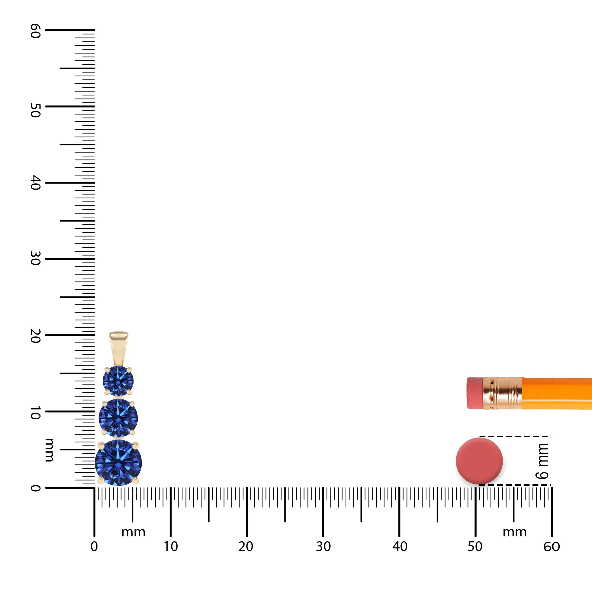 lab grown blue-sapphire round bar v-bale necklaces in yellow gold 