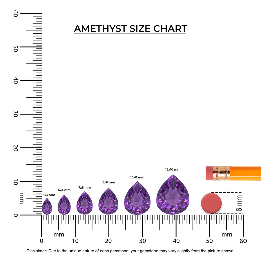 lab grown amethyst pear solitaire necklaces in white gold 