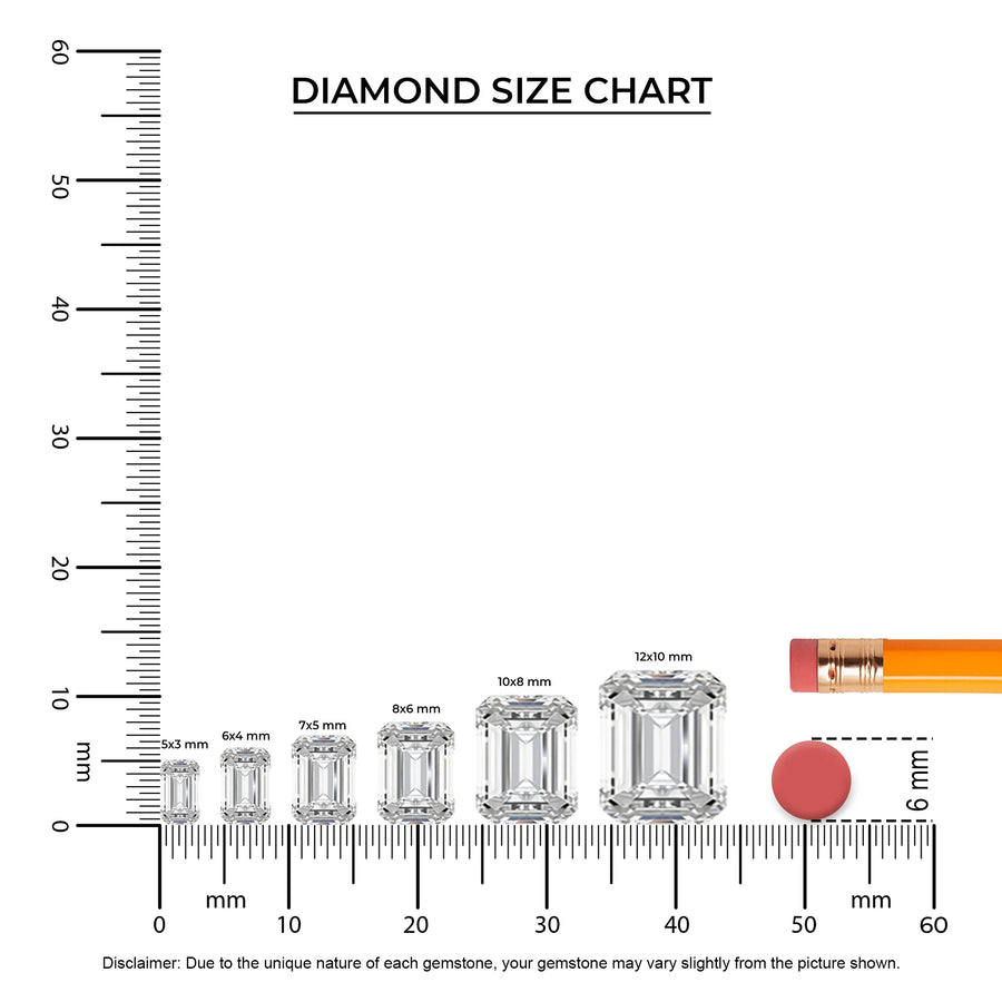 lab grown moissanite emerald cut stud earrings in white gold 