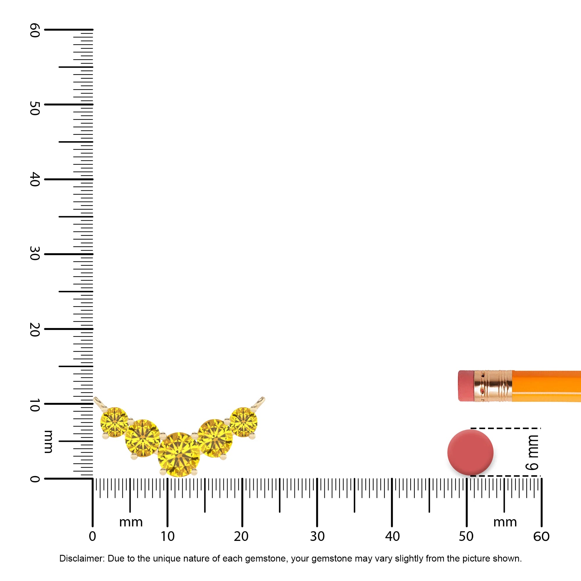 lab grown yellow-sapphire round bar necklaces in yellow gold 