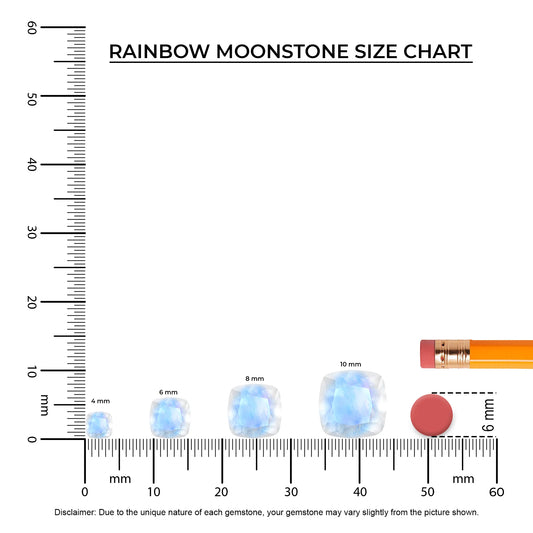natural rainbow moonstone cushion solitaire necklaces in platinum 