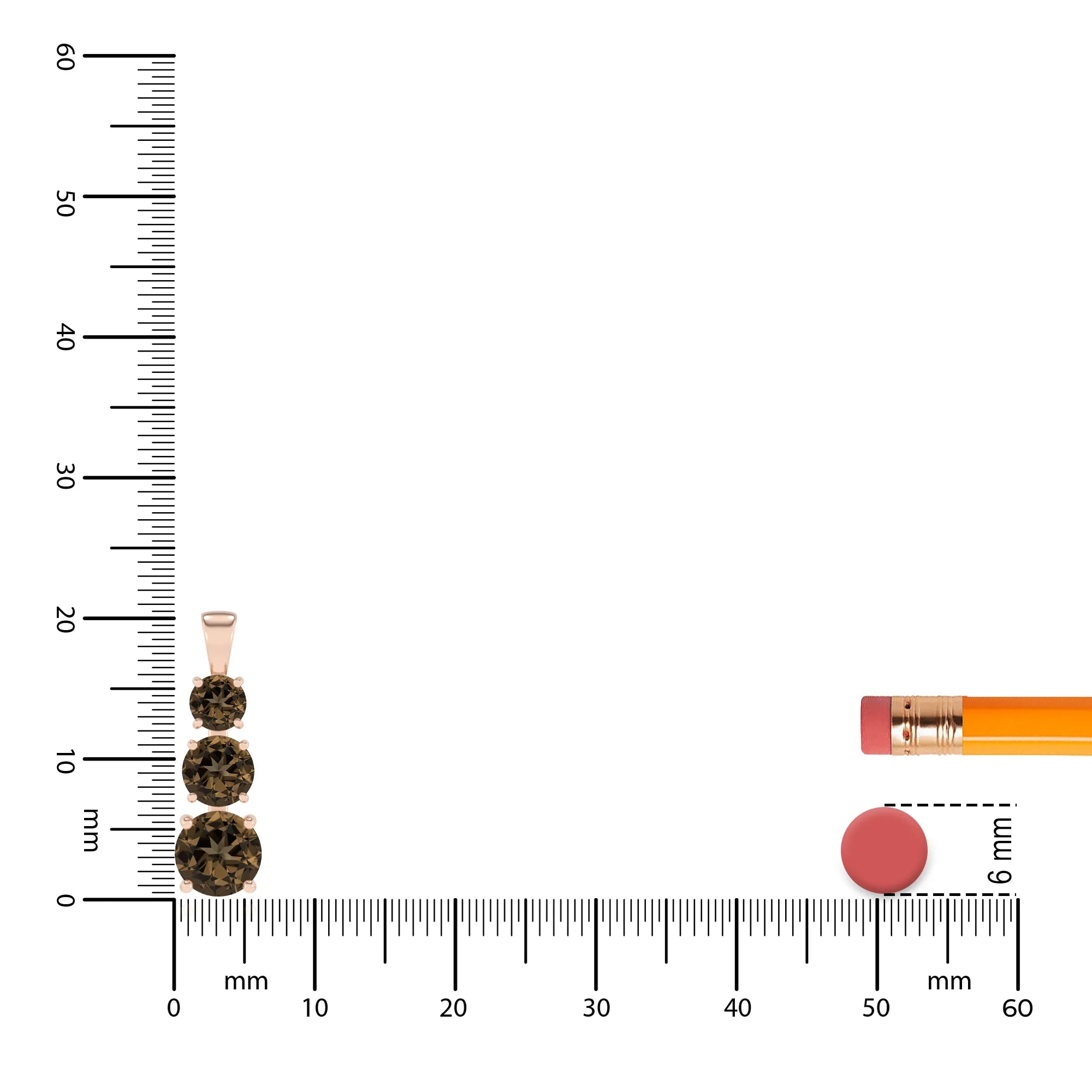 natural smoky-quartz round bar v-bale necklaces in rose gold 