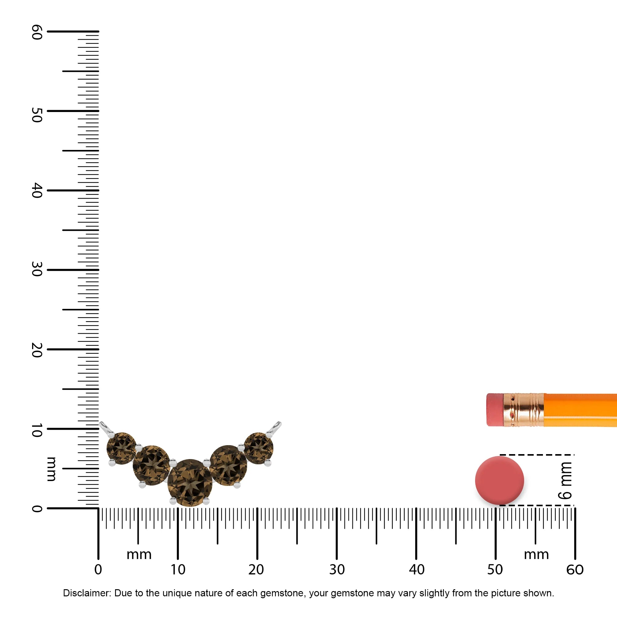 natural smoky-quartz round bar necklaces in white gold 
