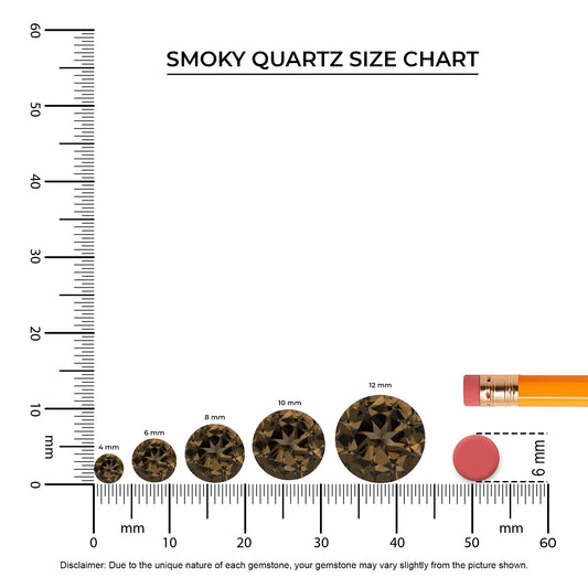 natural smoky quartz round solitaire necklaces in yellow gold 