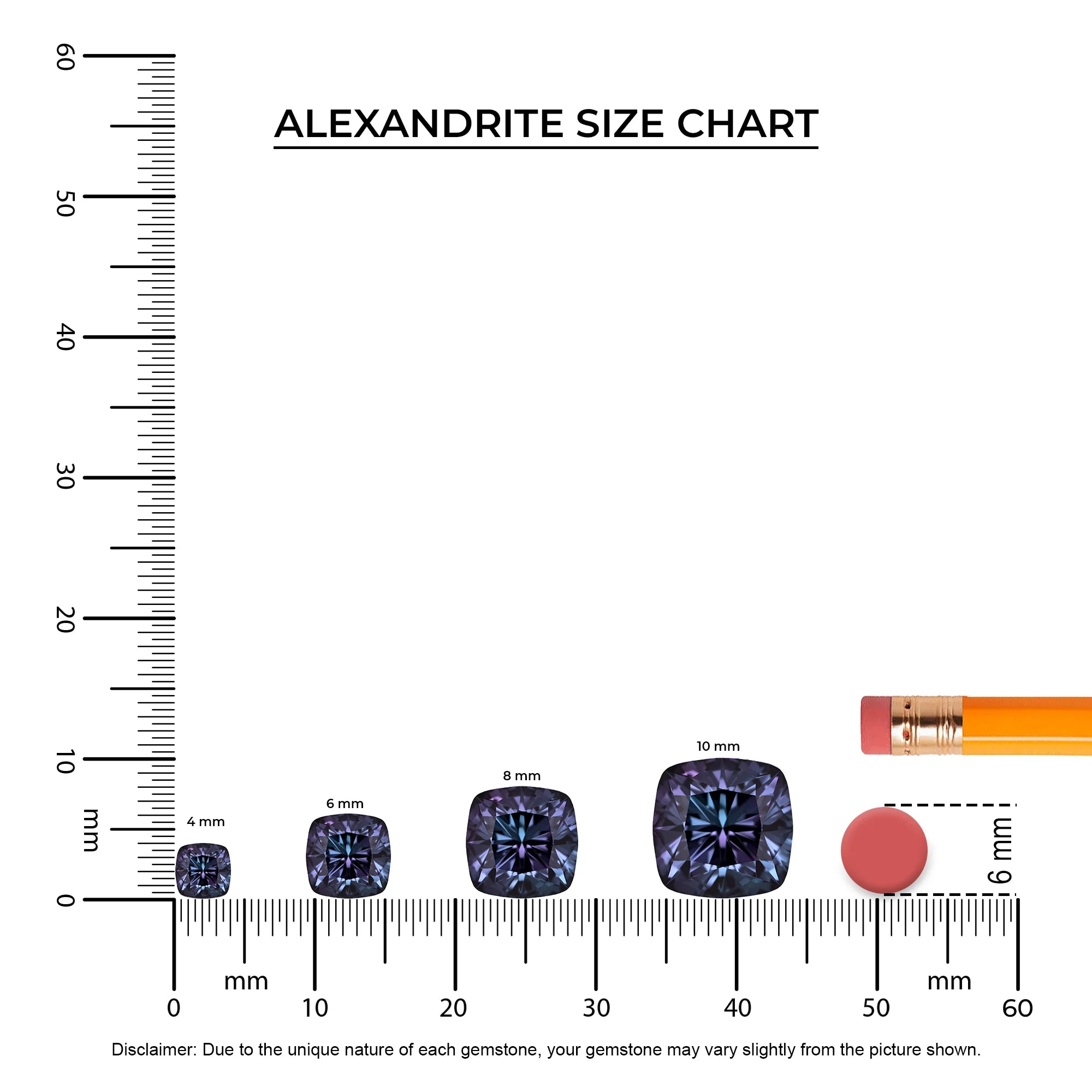lab grown alexandrite cushion stud earrings in white gold 