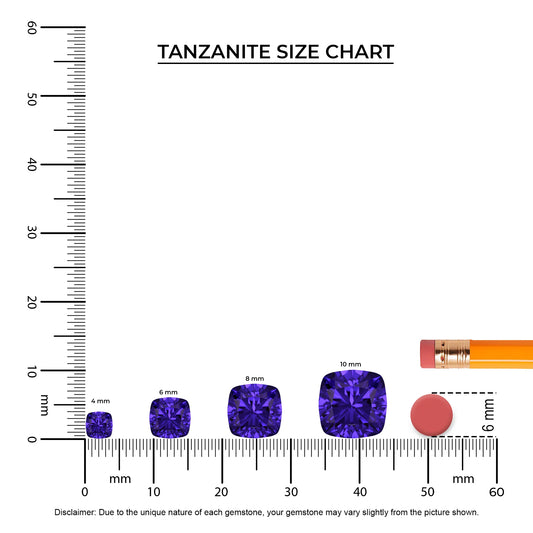 lab grown tanzanite cushion solitaire necklaces in platinum 