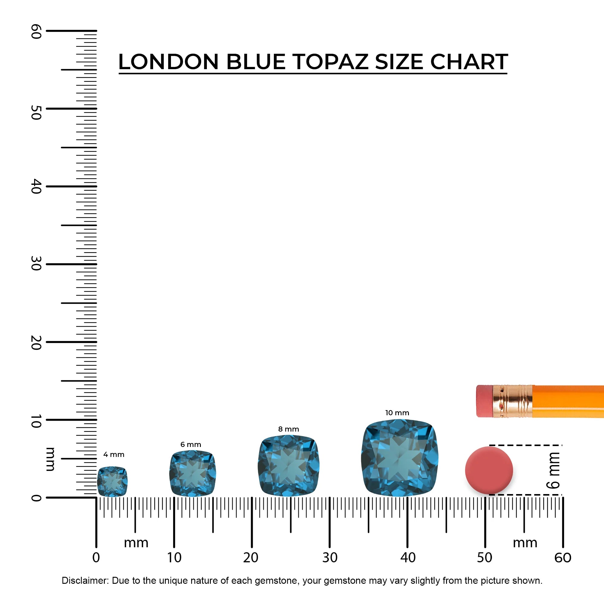 natural london blue topaz cushion stud earrings in yellow gold 