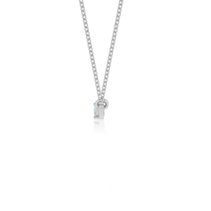 lab grown opal round bar v-bale necklaces in platinum 