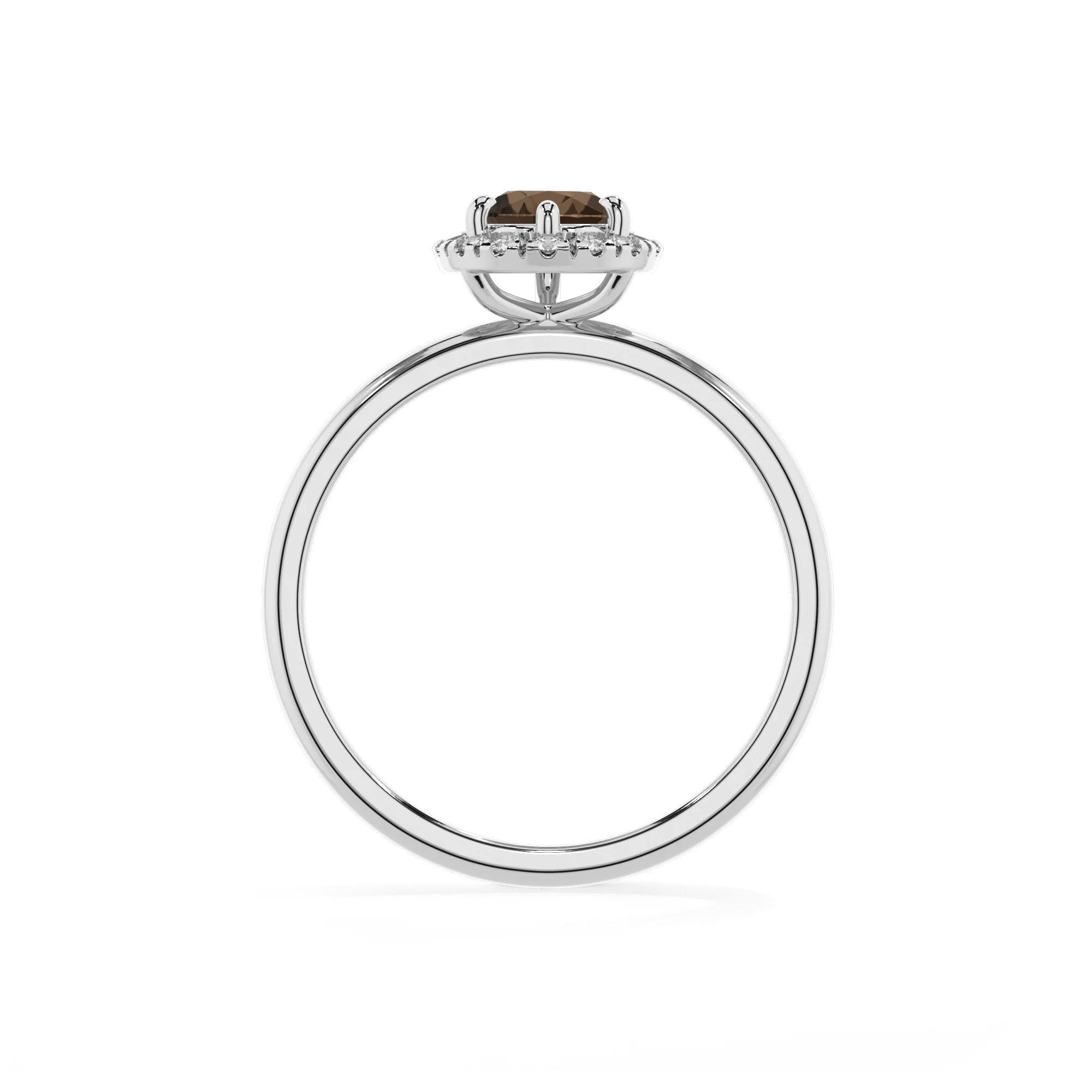 natural smoky-quartz pear solitaire rings in white gold 