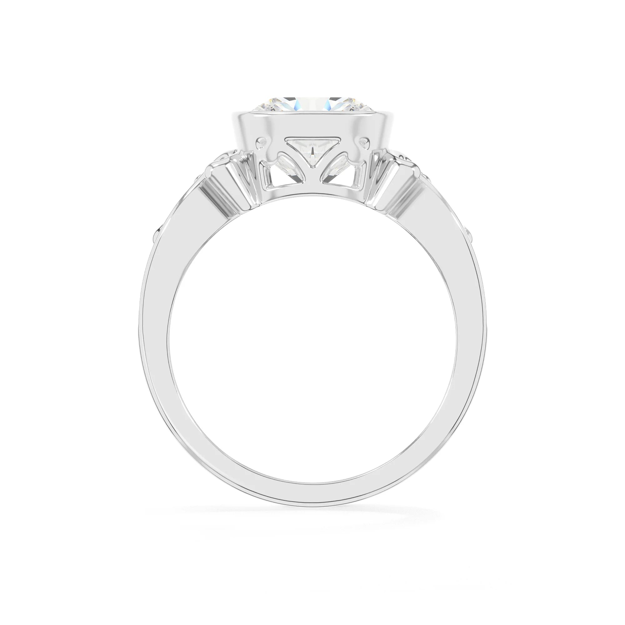 lab grown moissanite cushion solitaire rings in platinum 