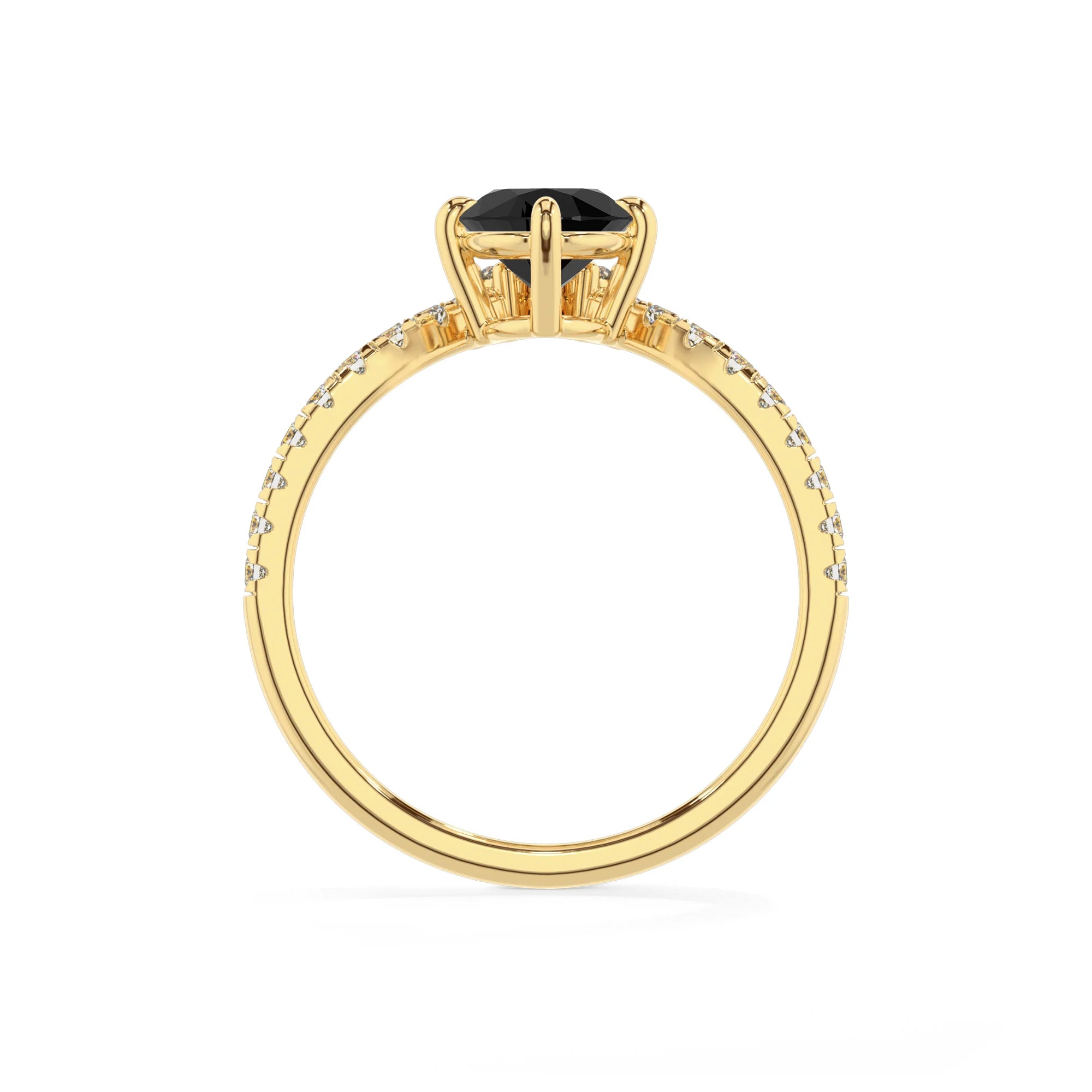 natural black-onyx oval solitaire rings in yellow gold 