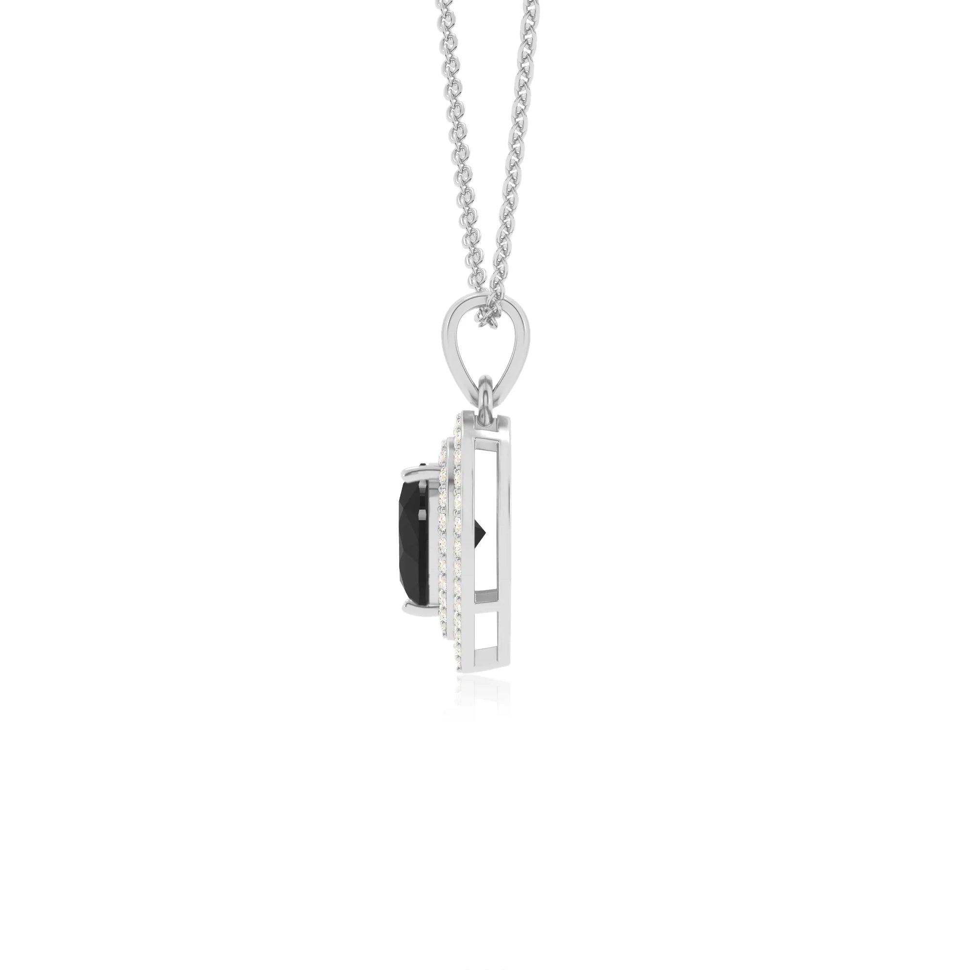natural black onyx heart halo necklaces in sterling silver 