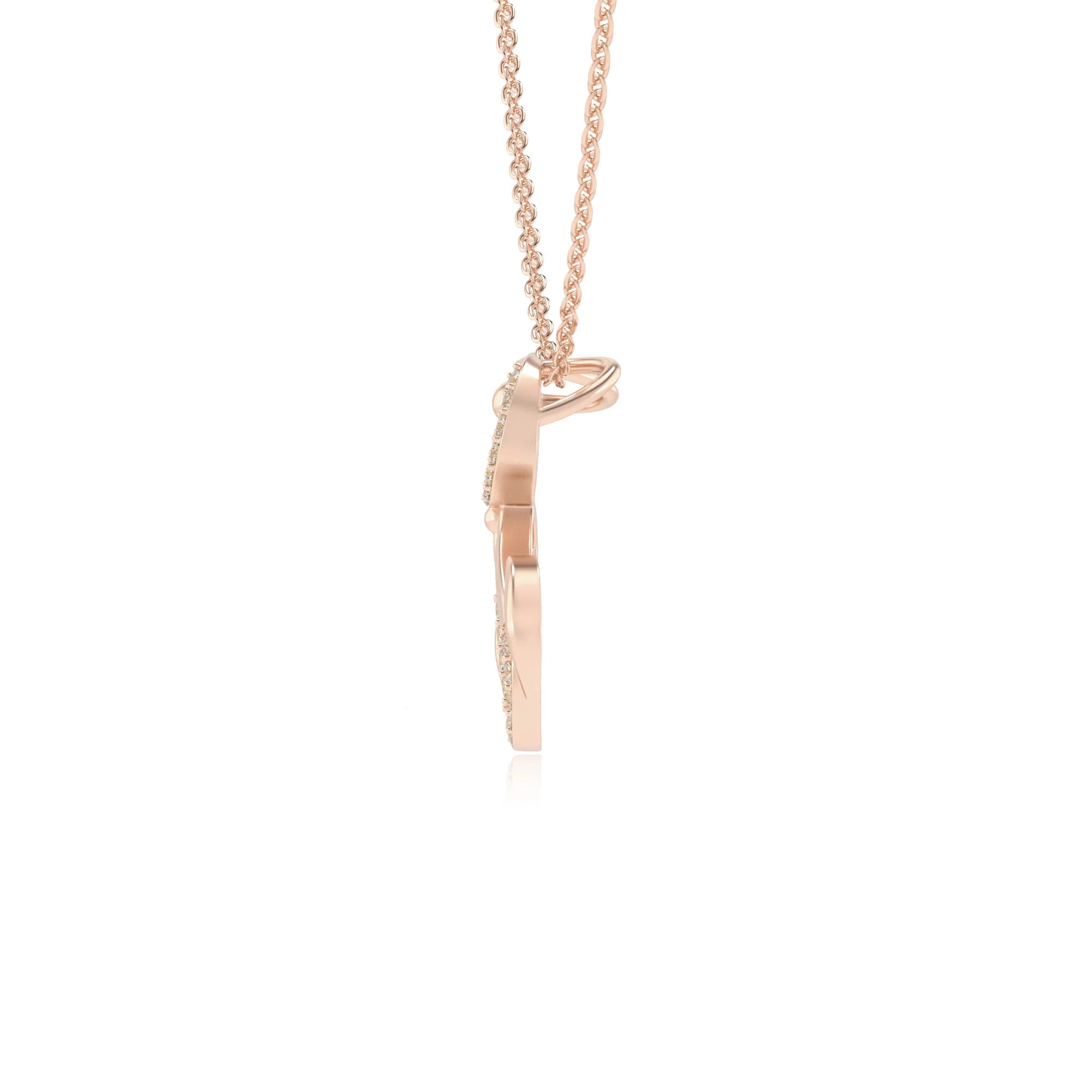 lab grown moissanite round necklaces in rose gold 