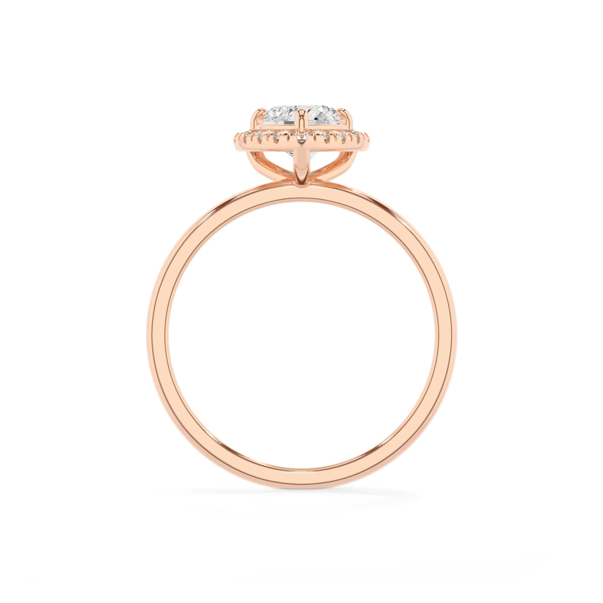 lab grown moissanite heart solitaire rings in rose gold 