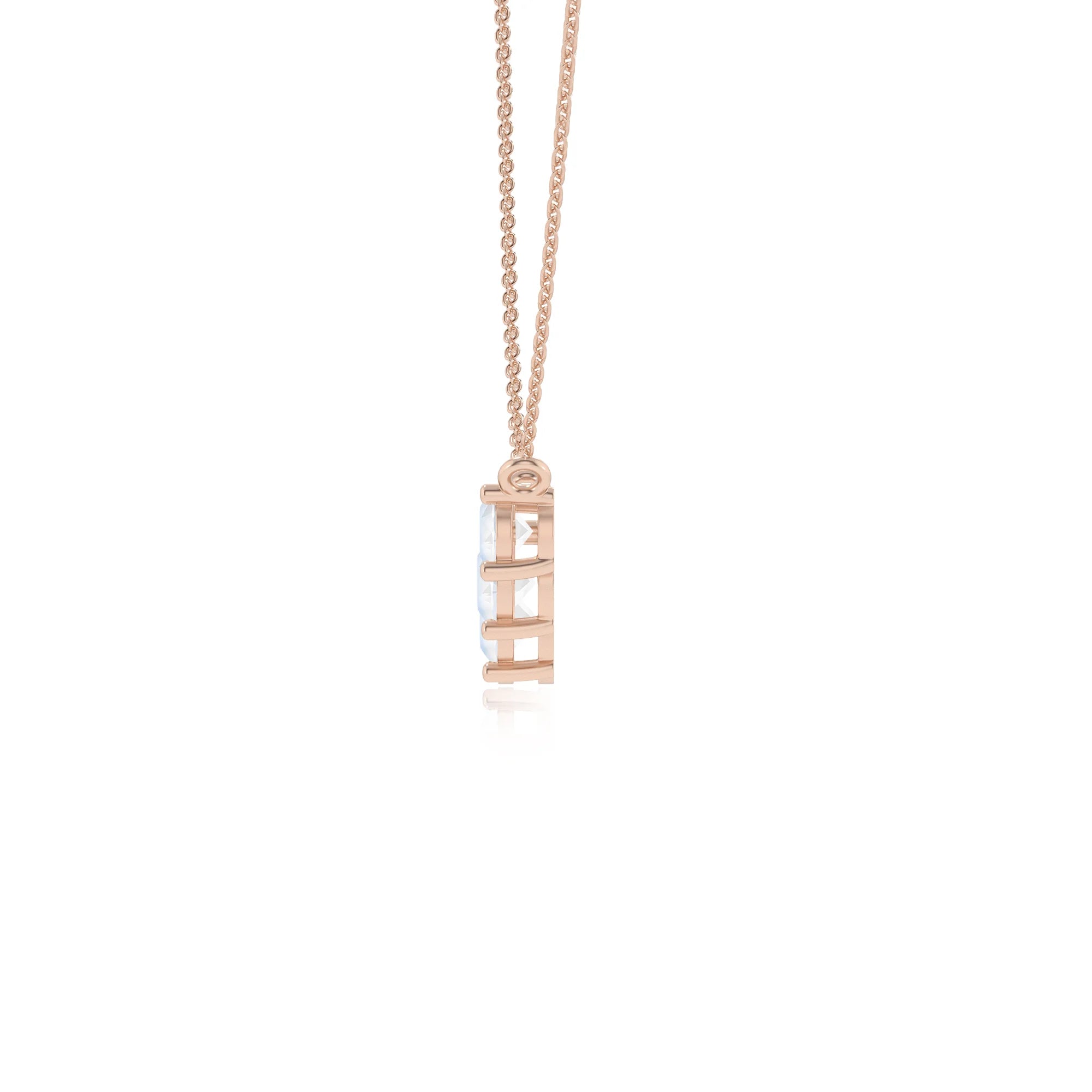 natural rainbow-moonstone round bar necklaces in rose gold 