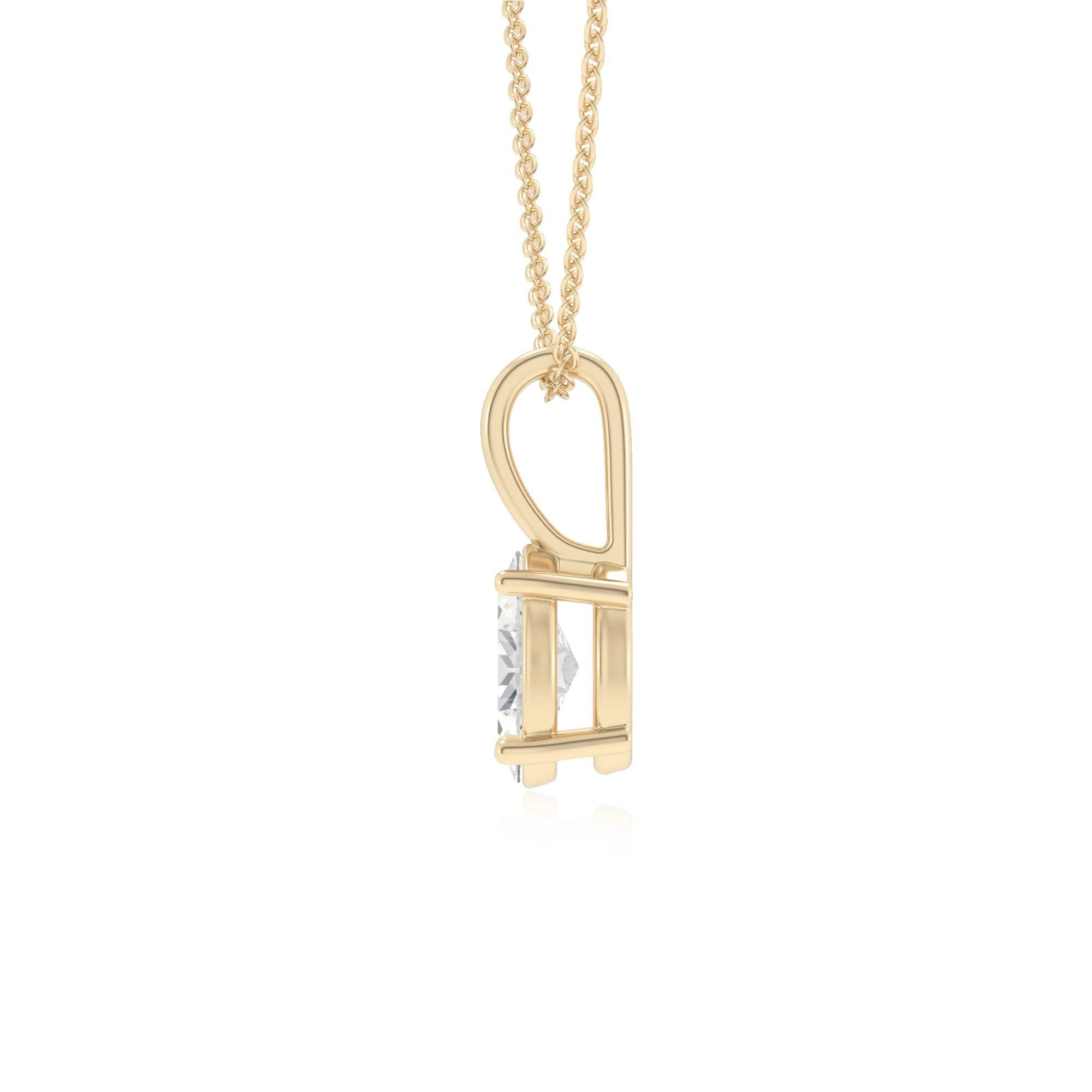 lab grown moissanite oval solitaire necklaces in yellow gold 