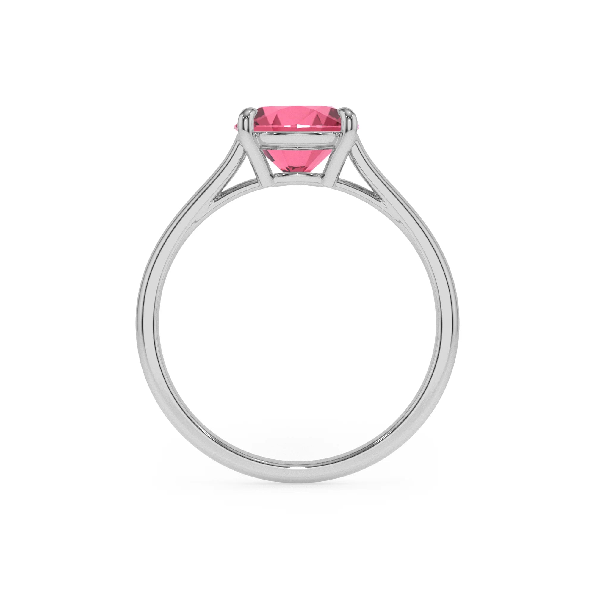 lab grown pink-tourmaline pear solitaire rings in platinum 