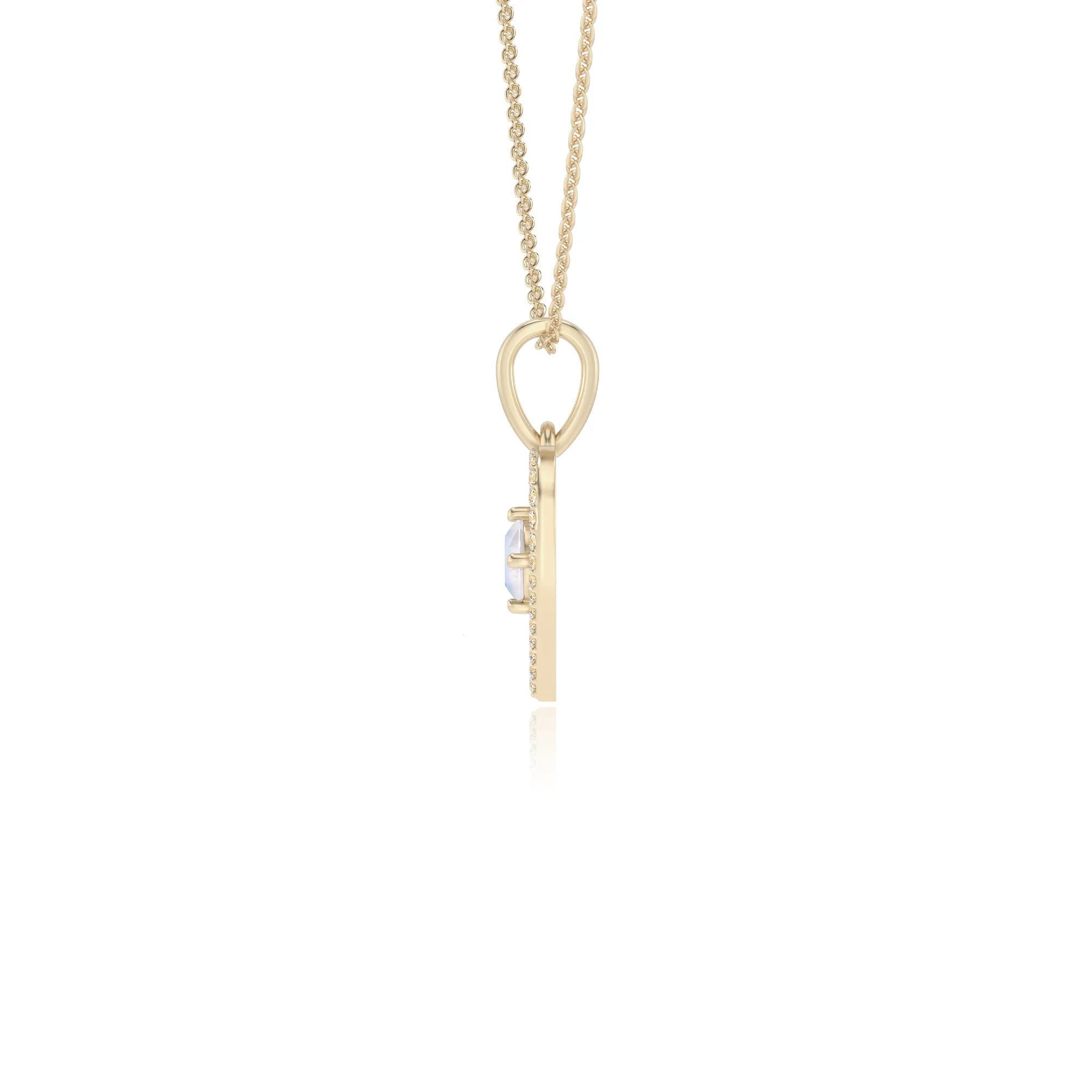 natural rainbow-moonstone round infinity necklaces in yellow gold 