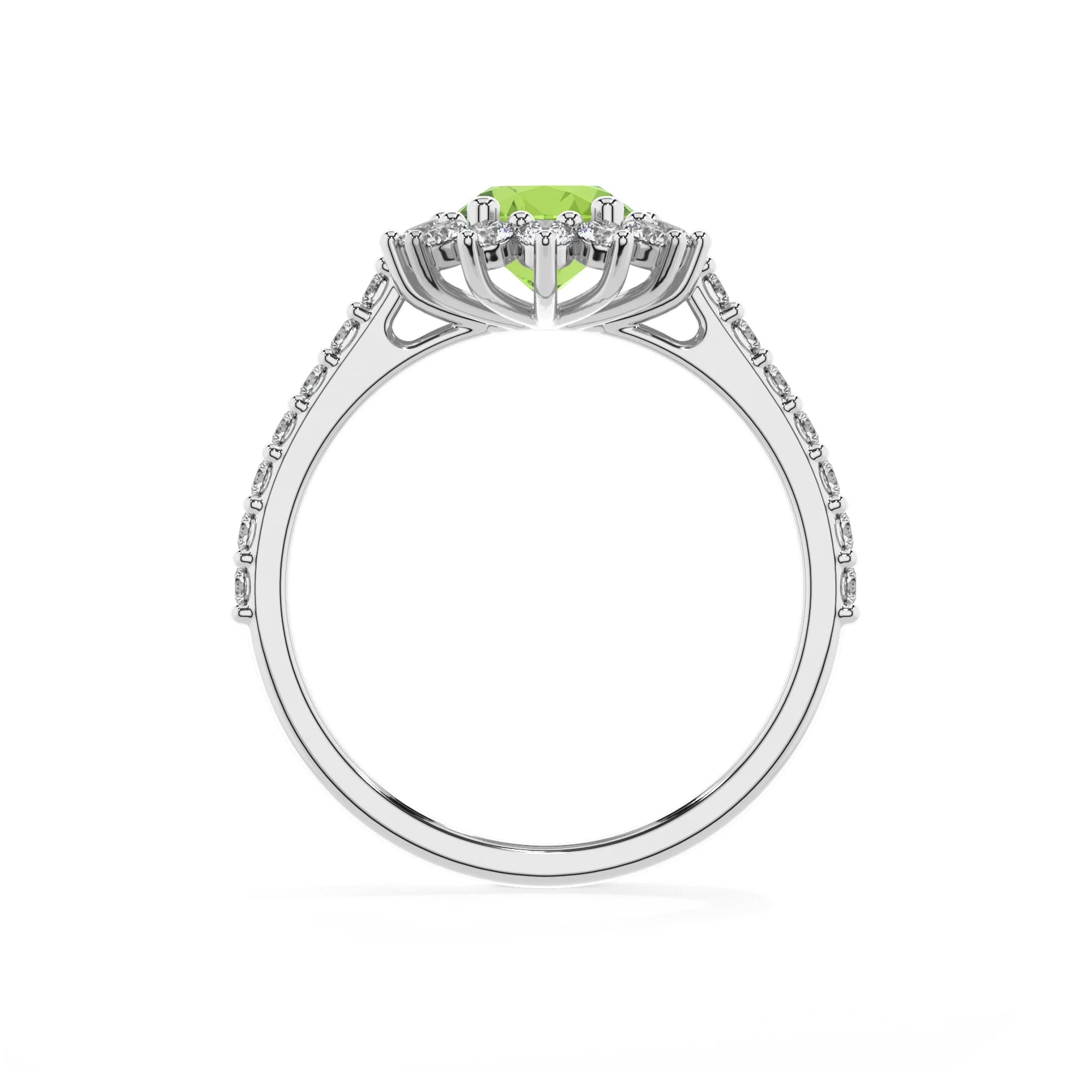 natural peridot oval solitaire rings in platinum 