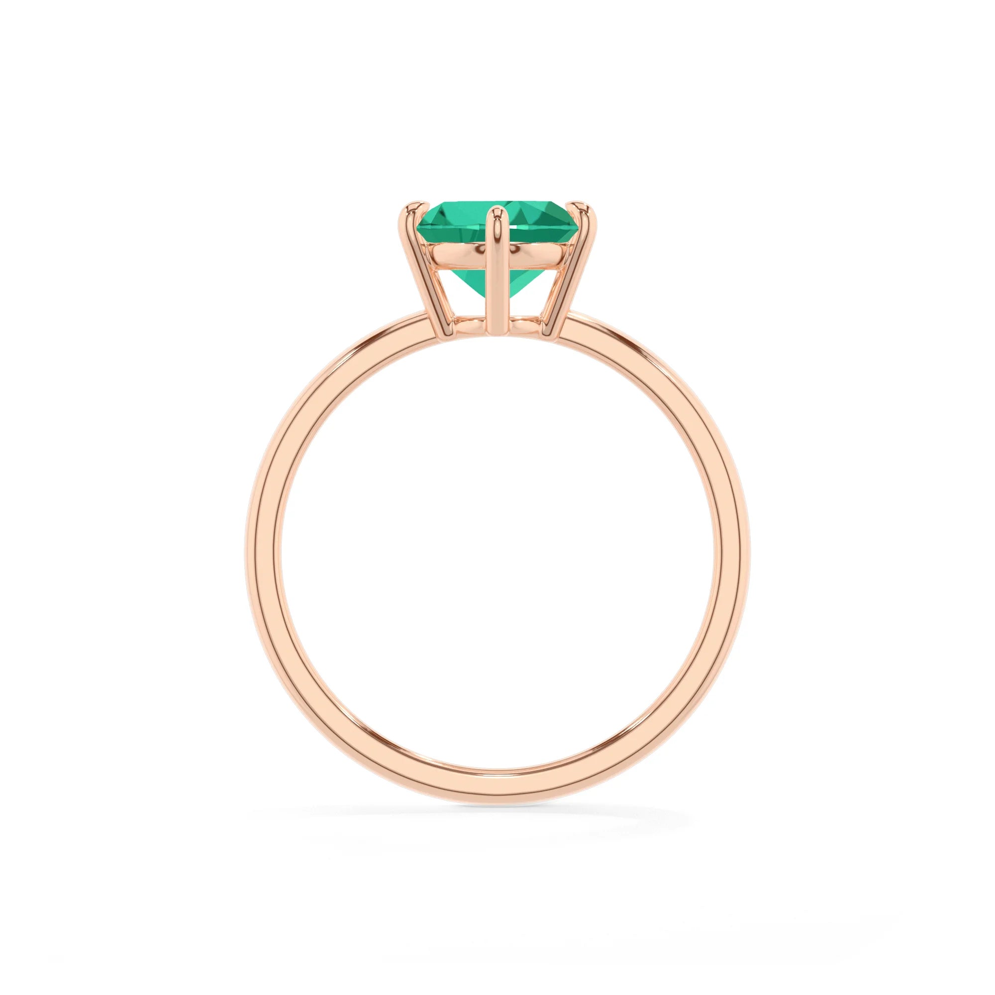 lab grown emerald oval solitaire rings in rose gold 