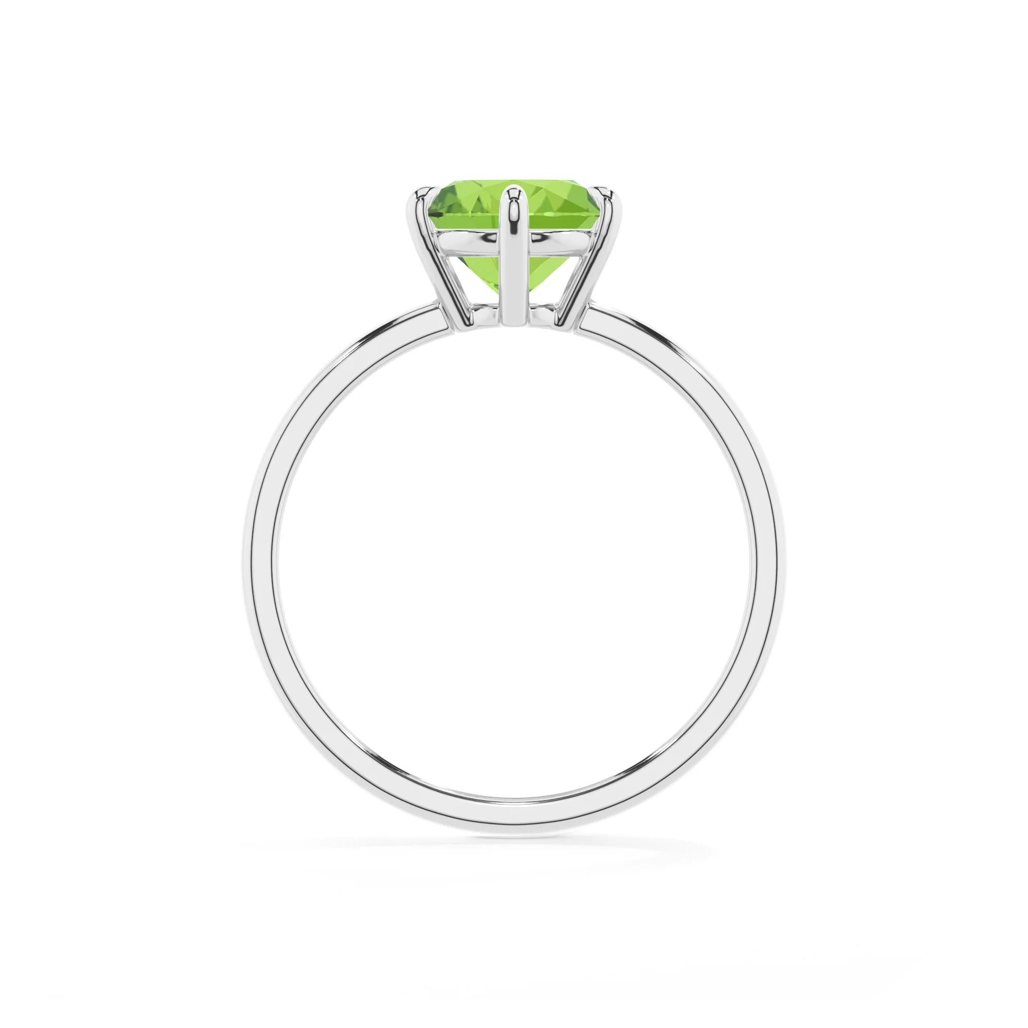 natural peridot round solitaire rings in sterling silver 