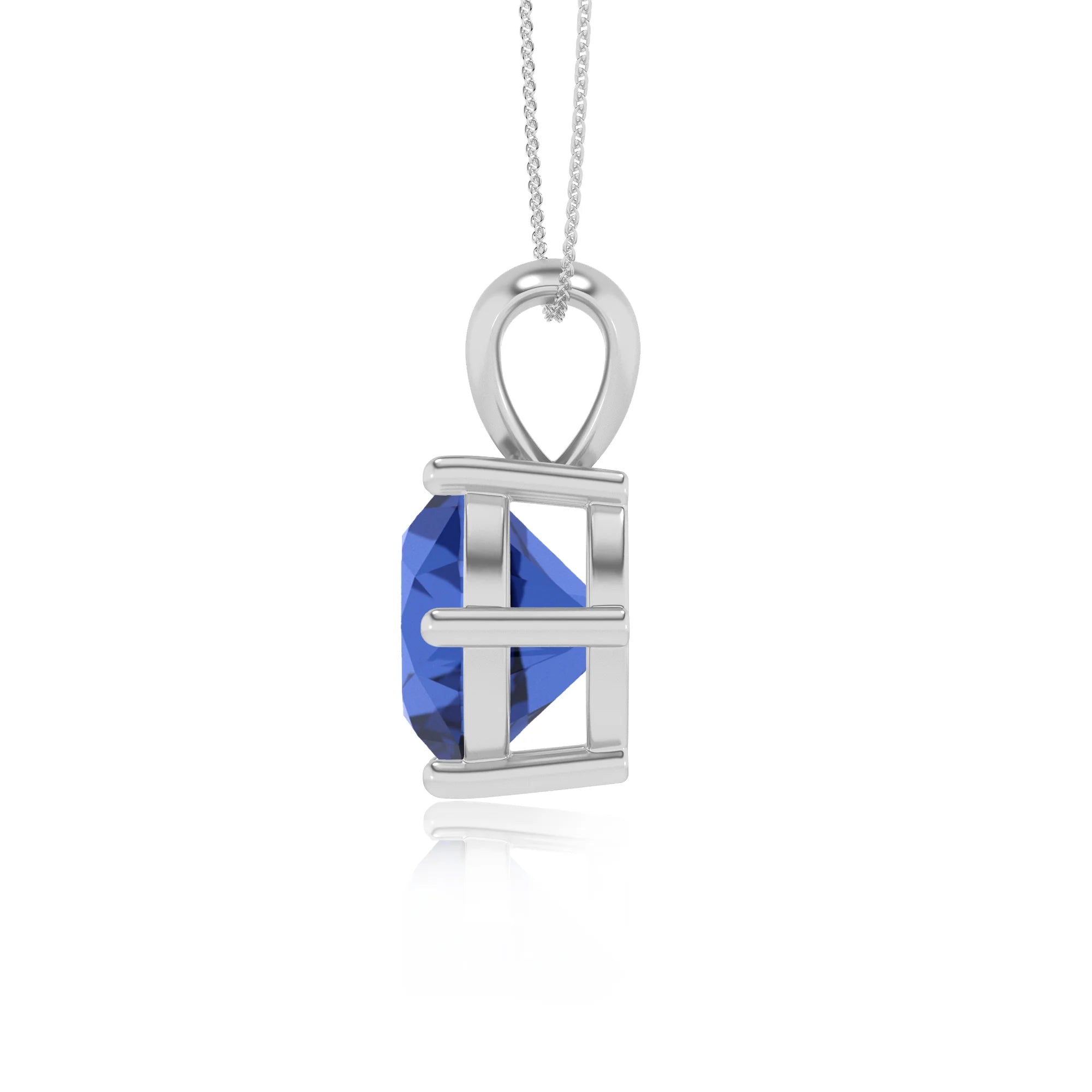 lab grown blue-sapphire round solitaire necklaces in platinum 