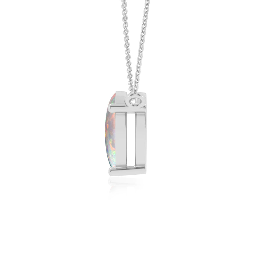 lab grown opal pear solitaire necklaces in platinum 