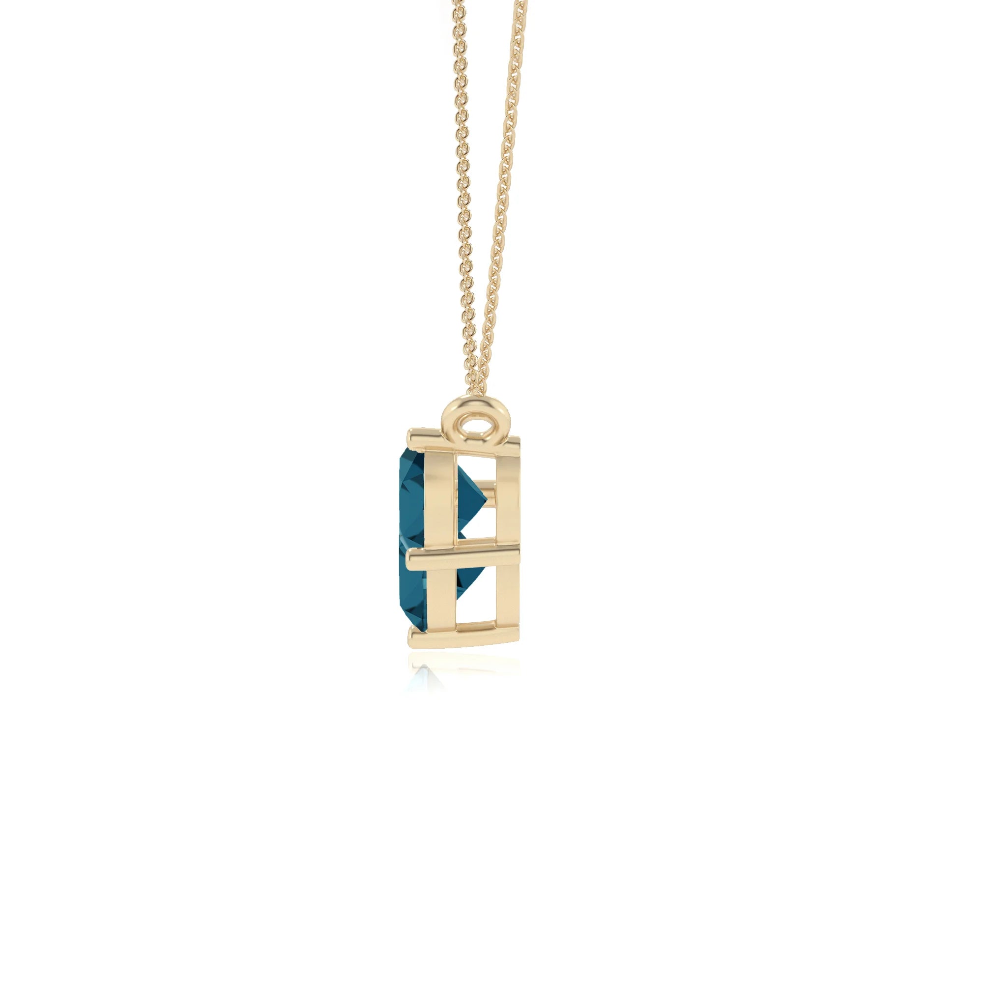 natural london-blue-topaz round solitaire v-bale necklaces in yellow gold 
