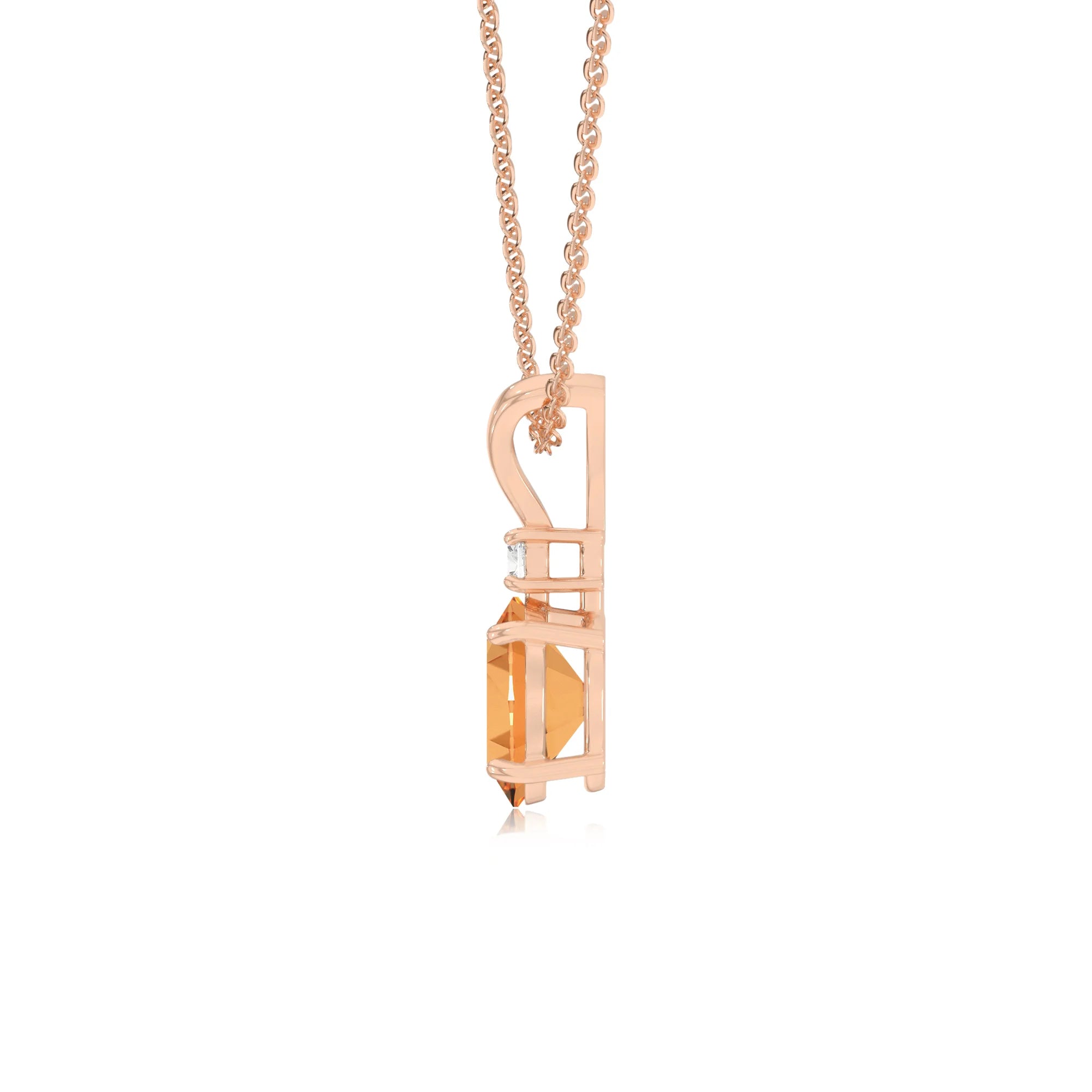 lab grown citrine oval solitaire v-bale necklaces in rose gold 
