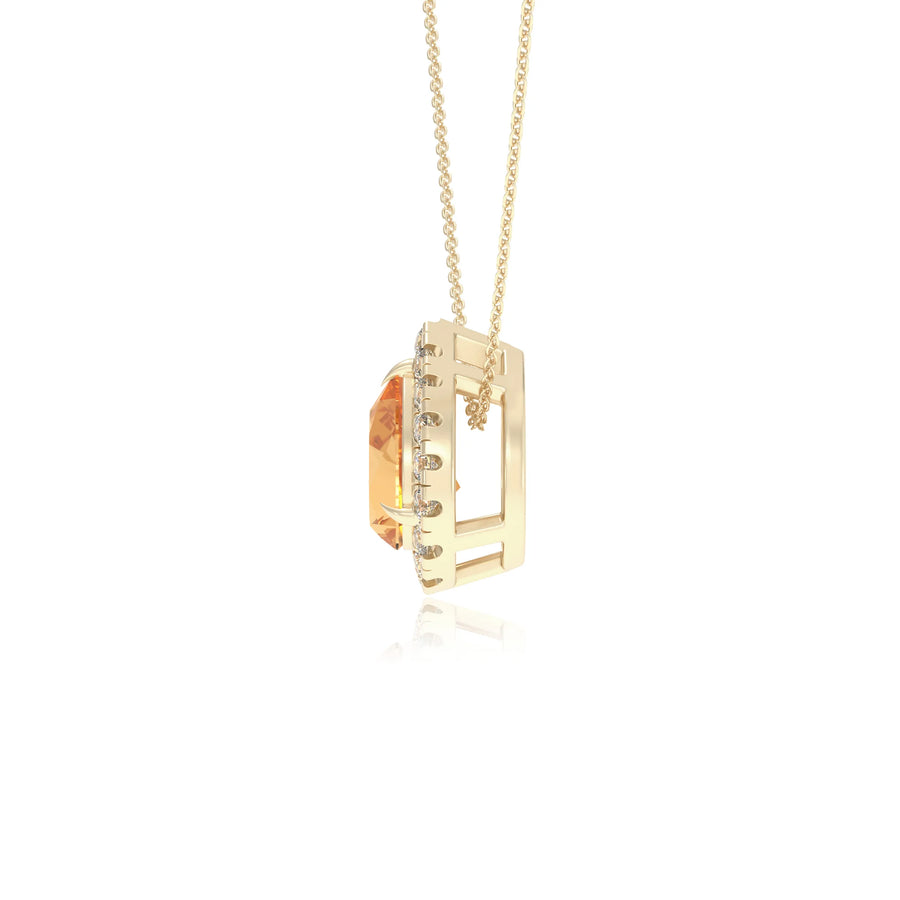 lab grown citrine pear solitaire necklaces in yellow gold 