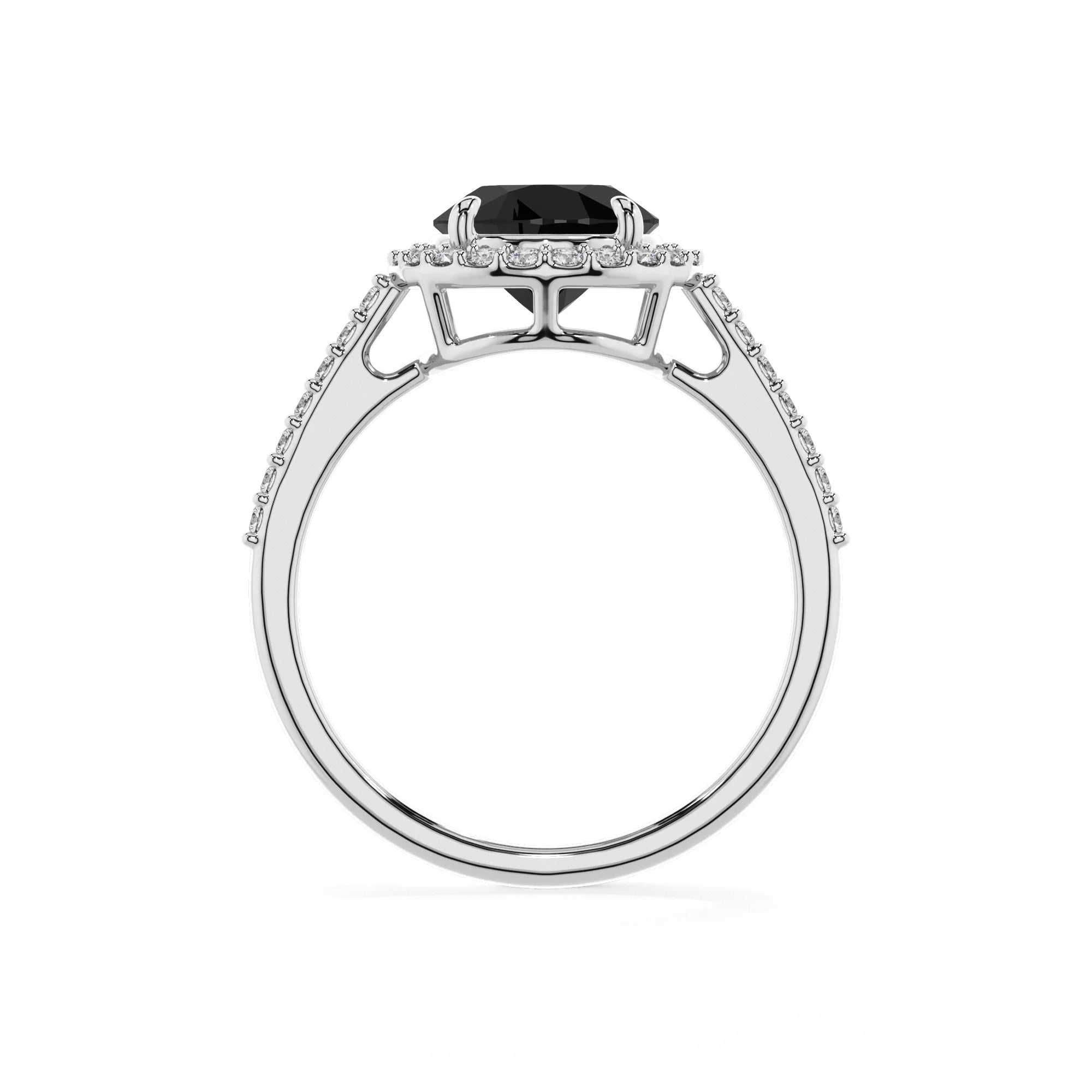 natural black-onyx round solitaire rings in white gold 