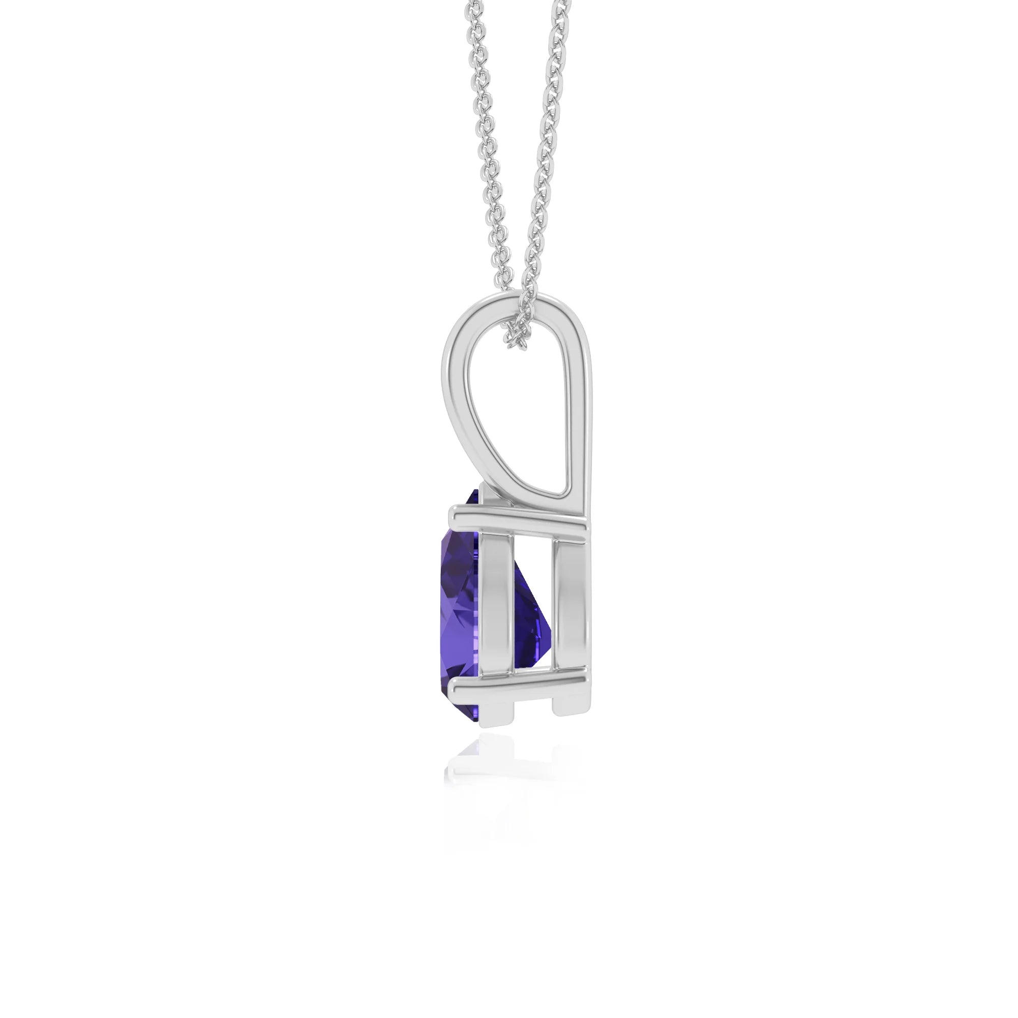 lab grown tanzanite pear solitaire necklaces in sterling silver 
