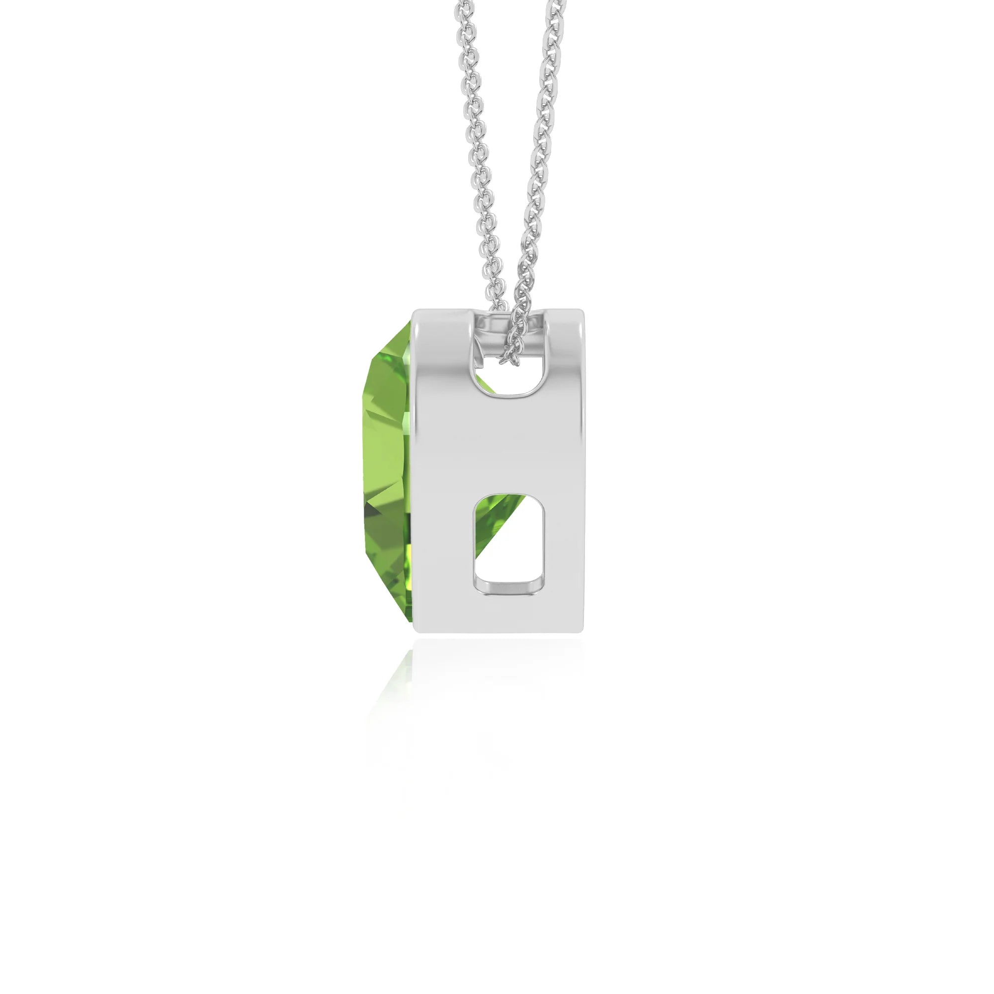 natural peridot heart solitaire necklaces in white gold 