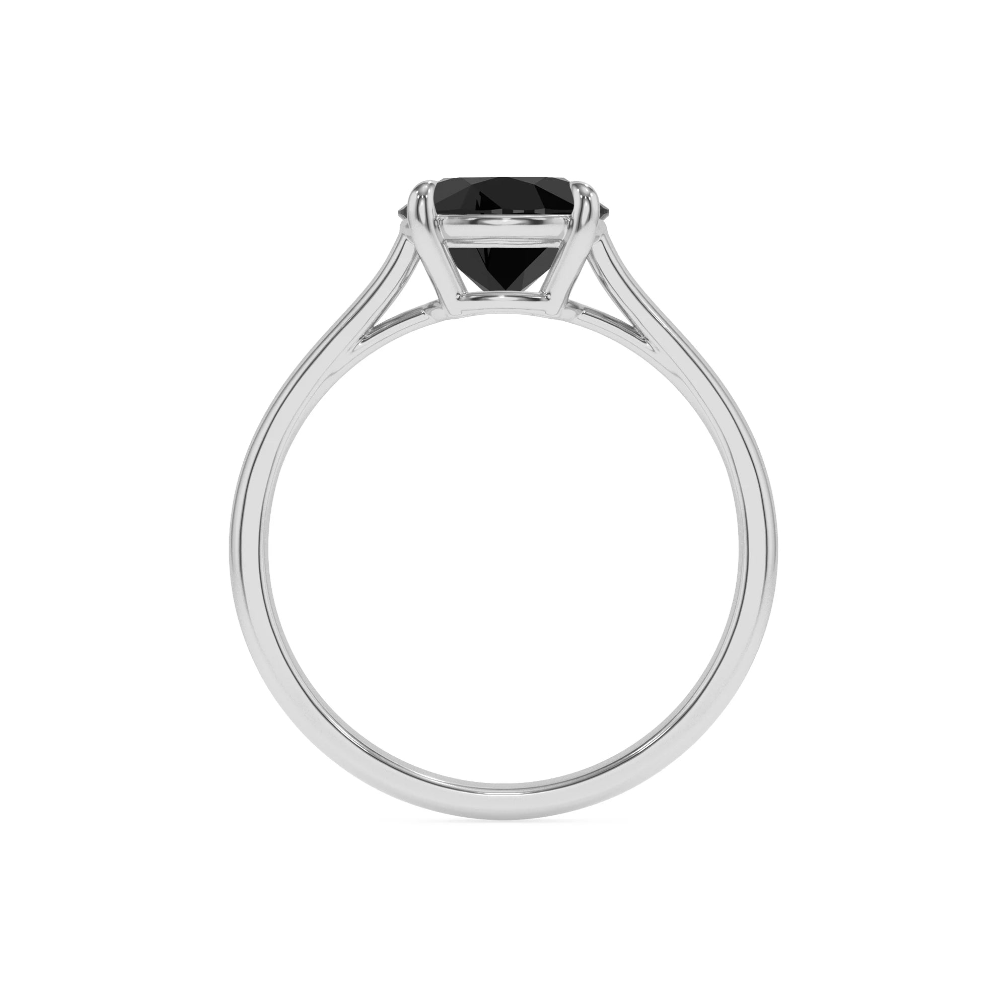 natural black-onyx round solitaire rings in white gold 