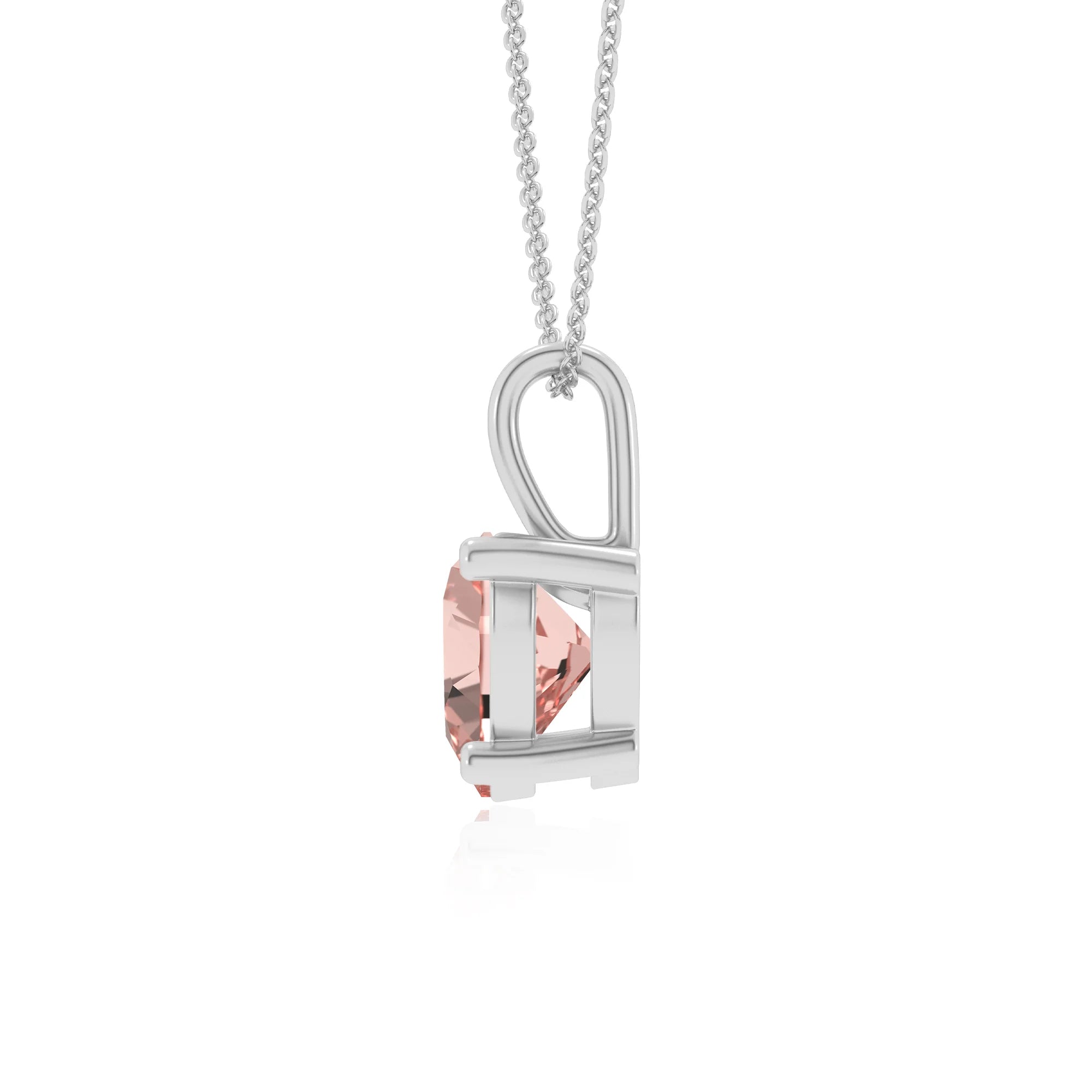 lab grown morganite heart solitaire necklaces in platinum 
