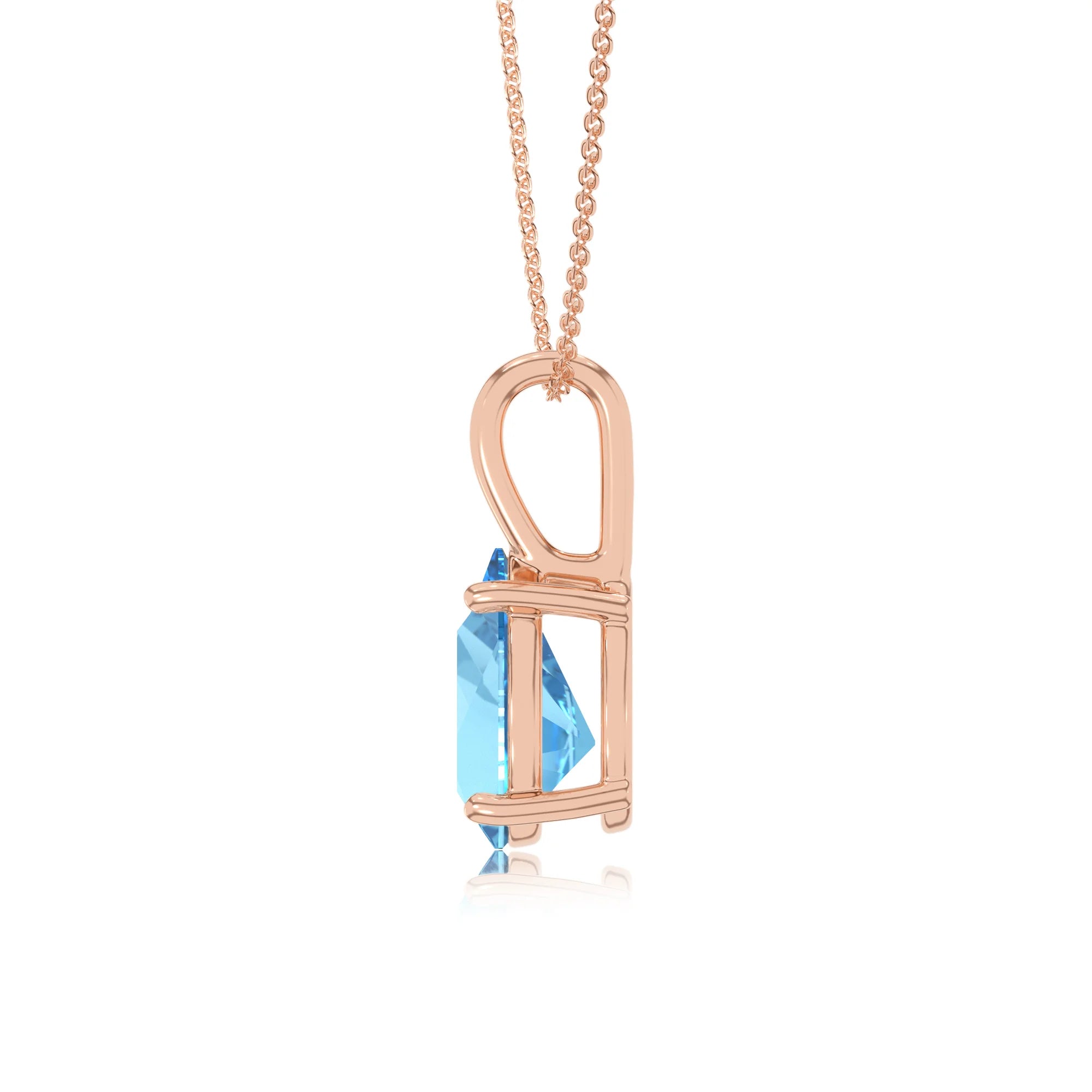 natural swiss-blue-topaz pear solitaire necklaces in rose gold 